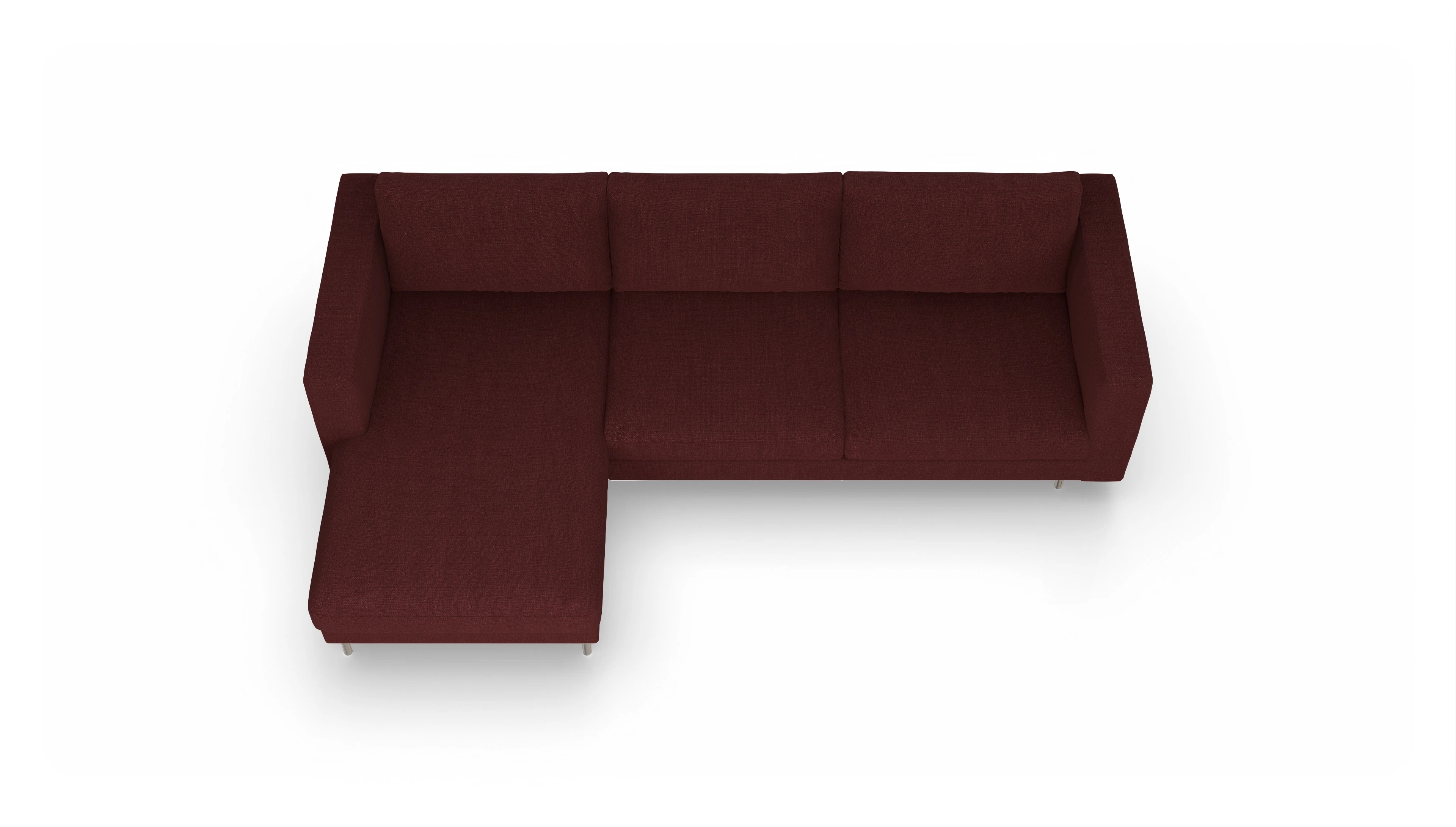 Ansicht des Produktes Silea Sofa mit Rec links in Stoff rot
