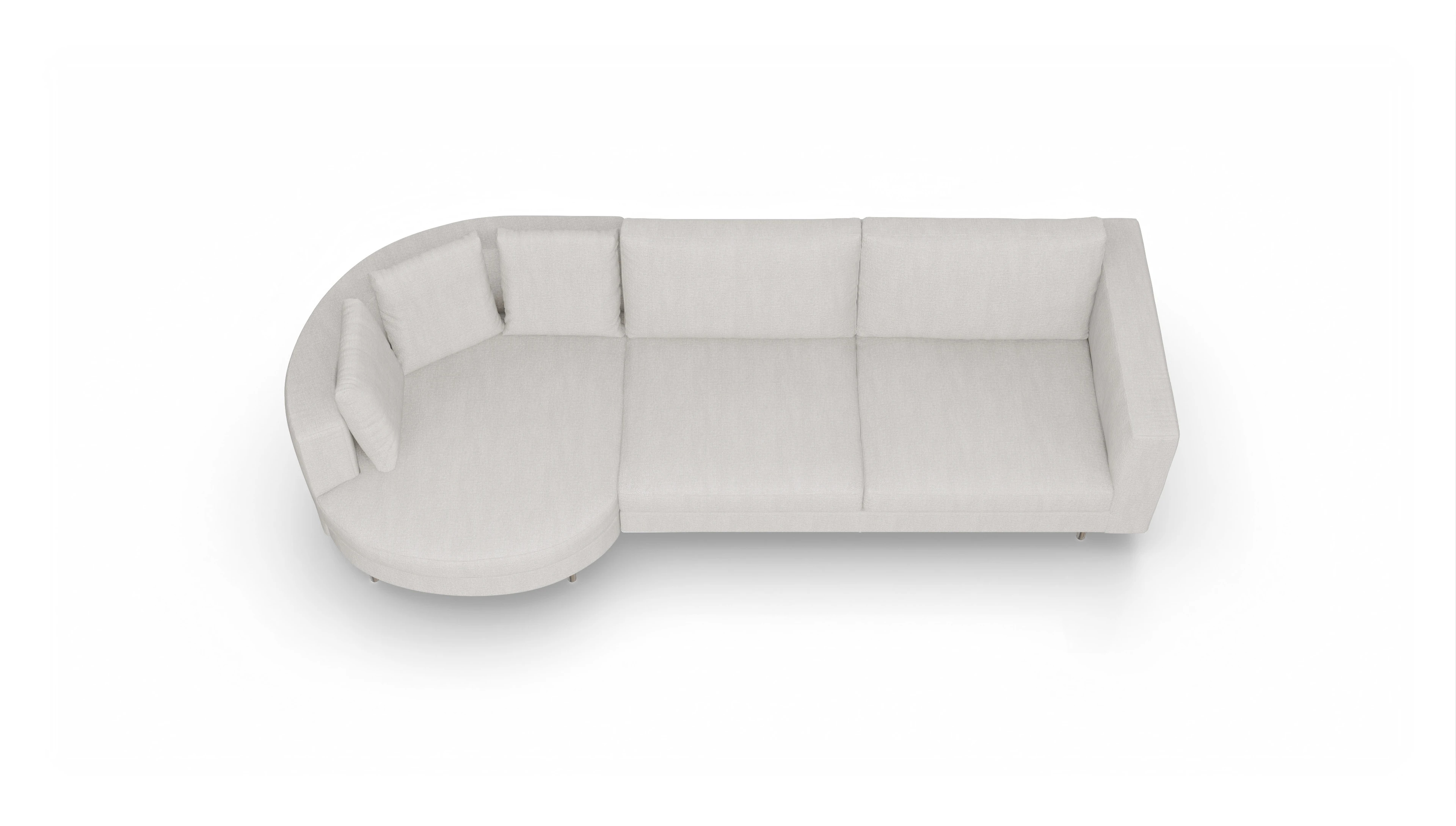 Design-Sofa Silea Ansicht des Produktes Silea Sofa mit Rec rechts in Stoff weiß