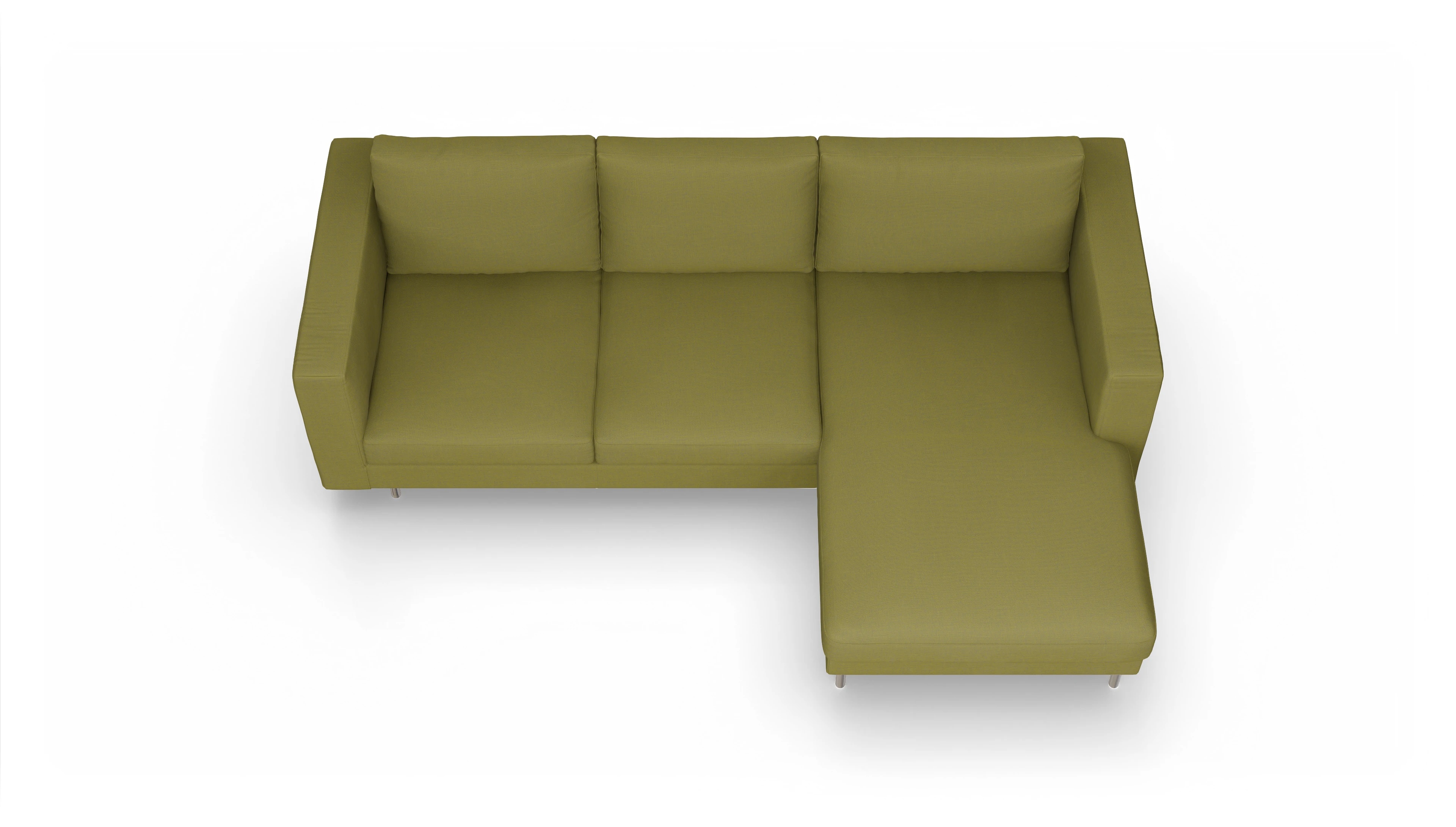 Design-Sofa Silea Ansicht des Produktes Silea Sofa mit Rec rechts in Stoff grün