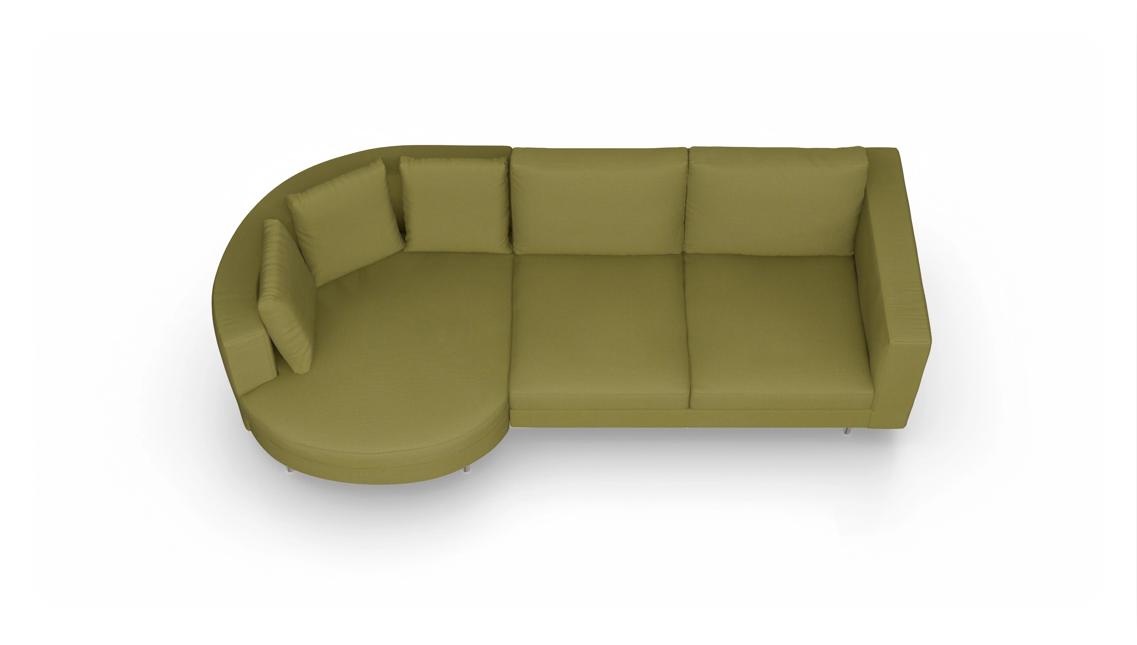 Ansicht des Produktes Silea Sofa mit Rec links in Stoff grün