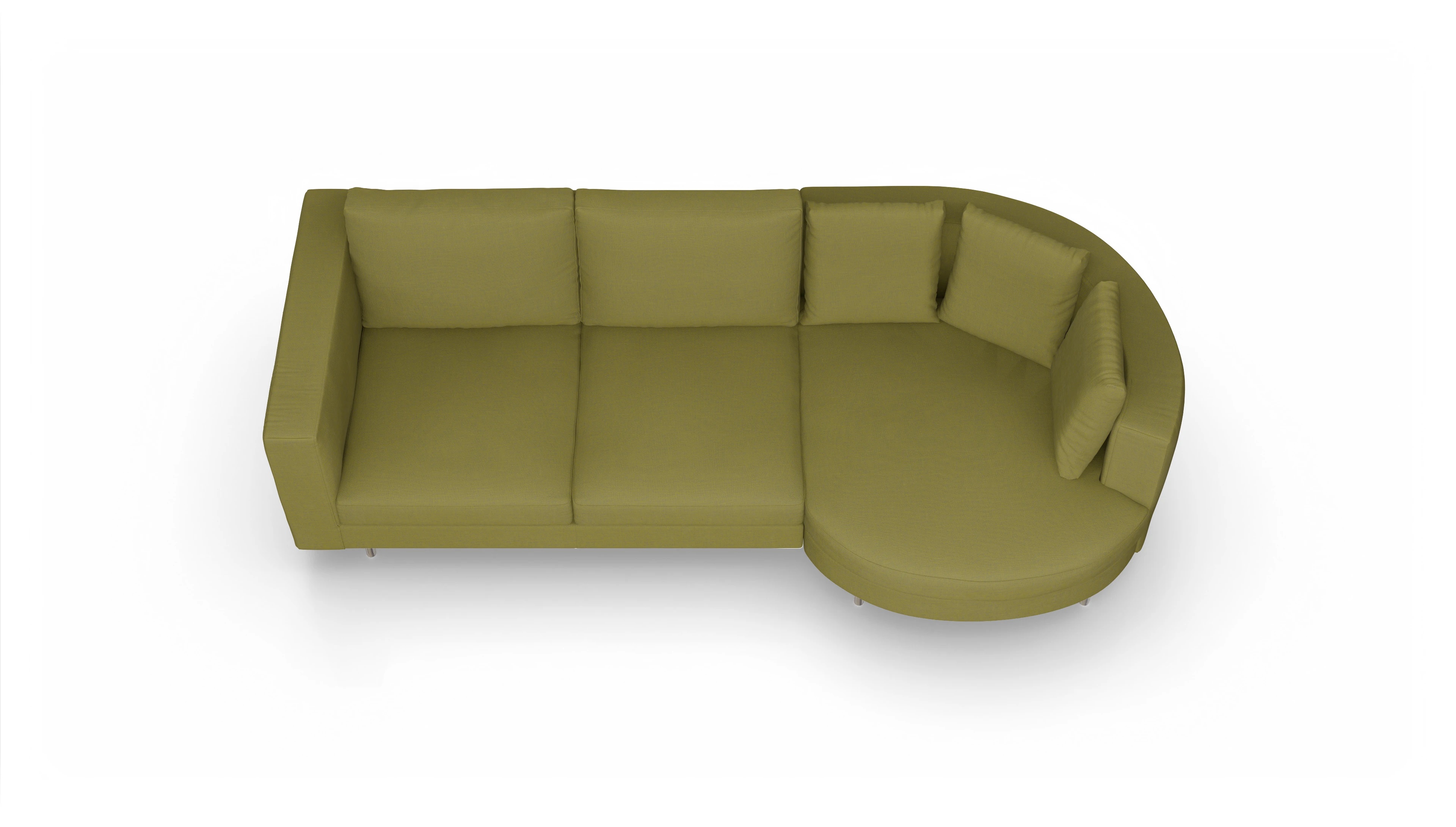 Design-Sofa Silea Ansicht des Produktes Silea Sofa mit Rec rechts in Stoff grün