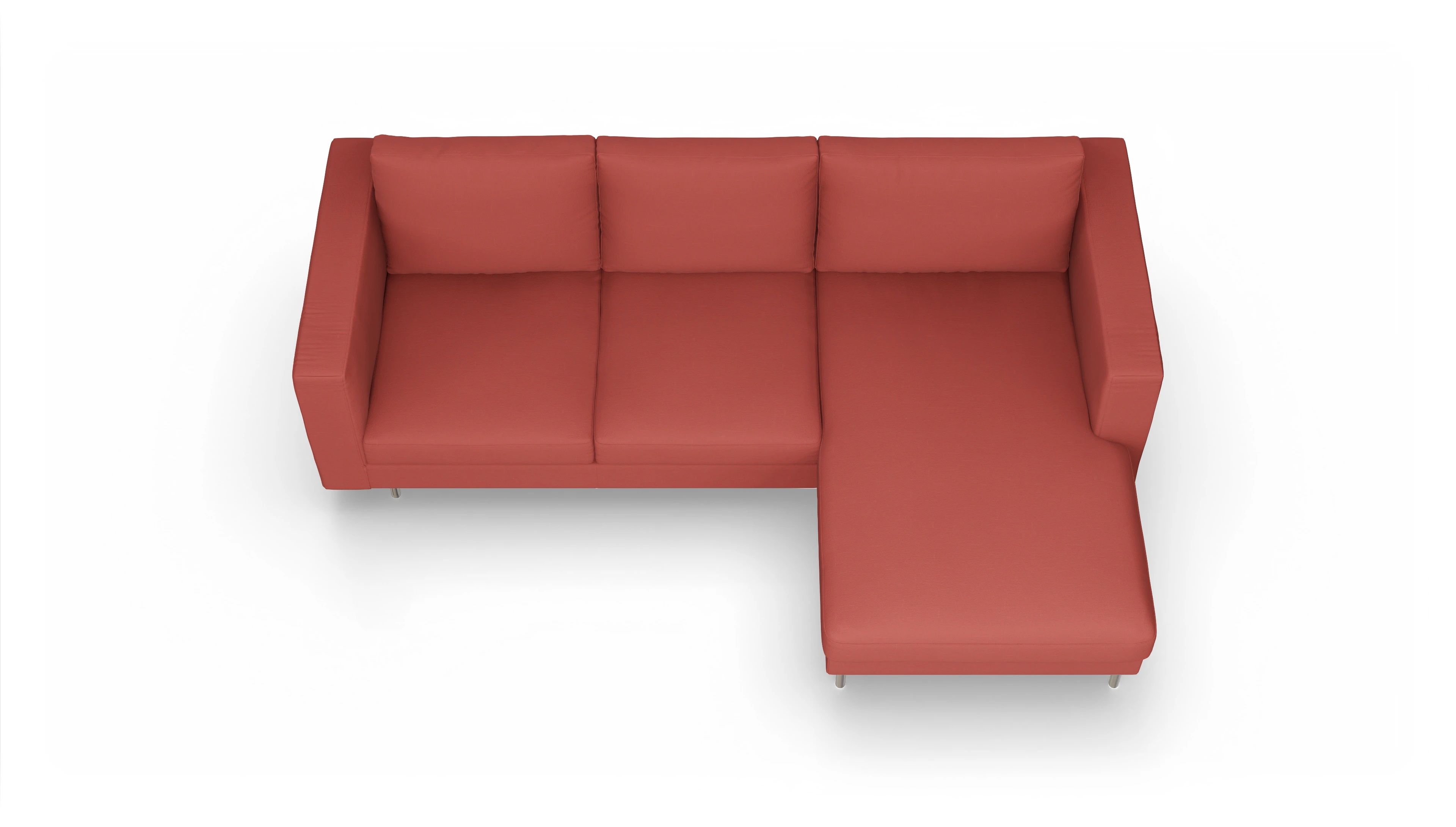 Ansicht des Produktes Silea Sofa mit Rec rechts in Stoff rot