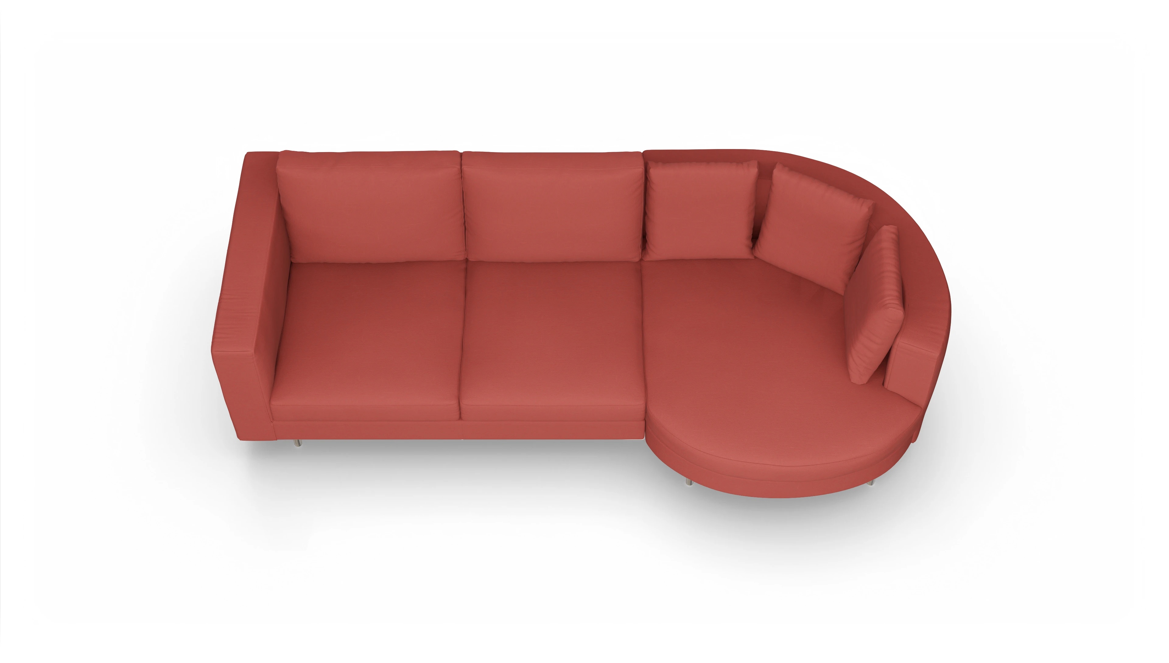 Design-Sofa Silea Ansicht des Produktes Silea Sofa mit Rec rechts in Stoff rot