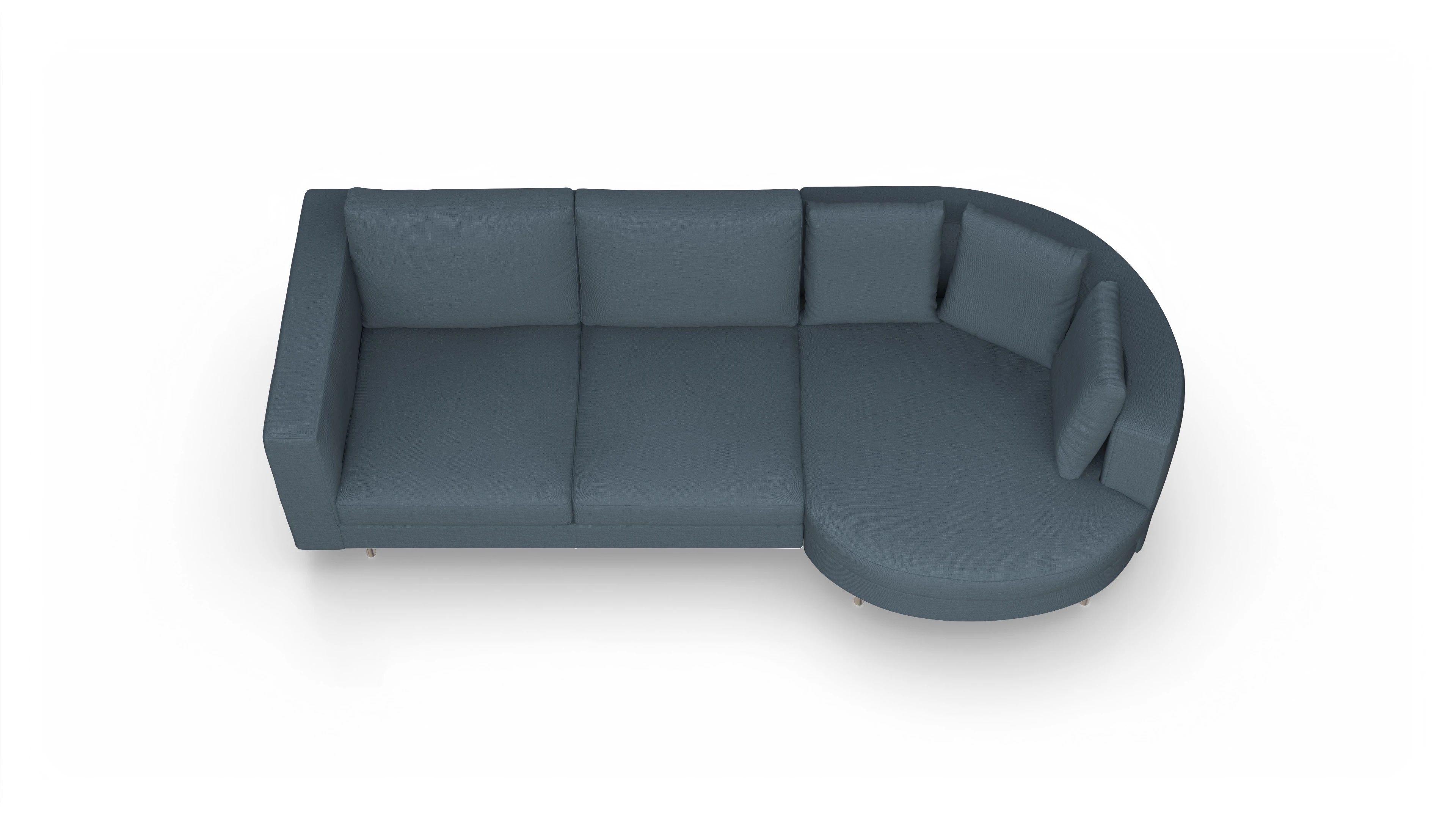 Ansicht des Produktes Silea Sofa mit Rec rechts in Stoff blau