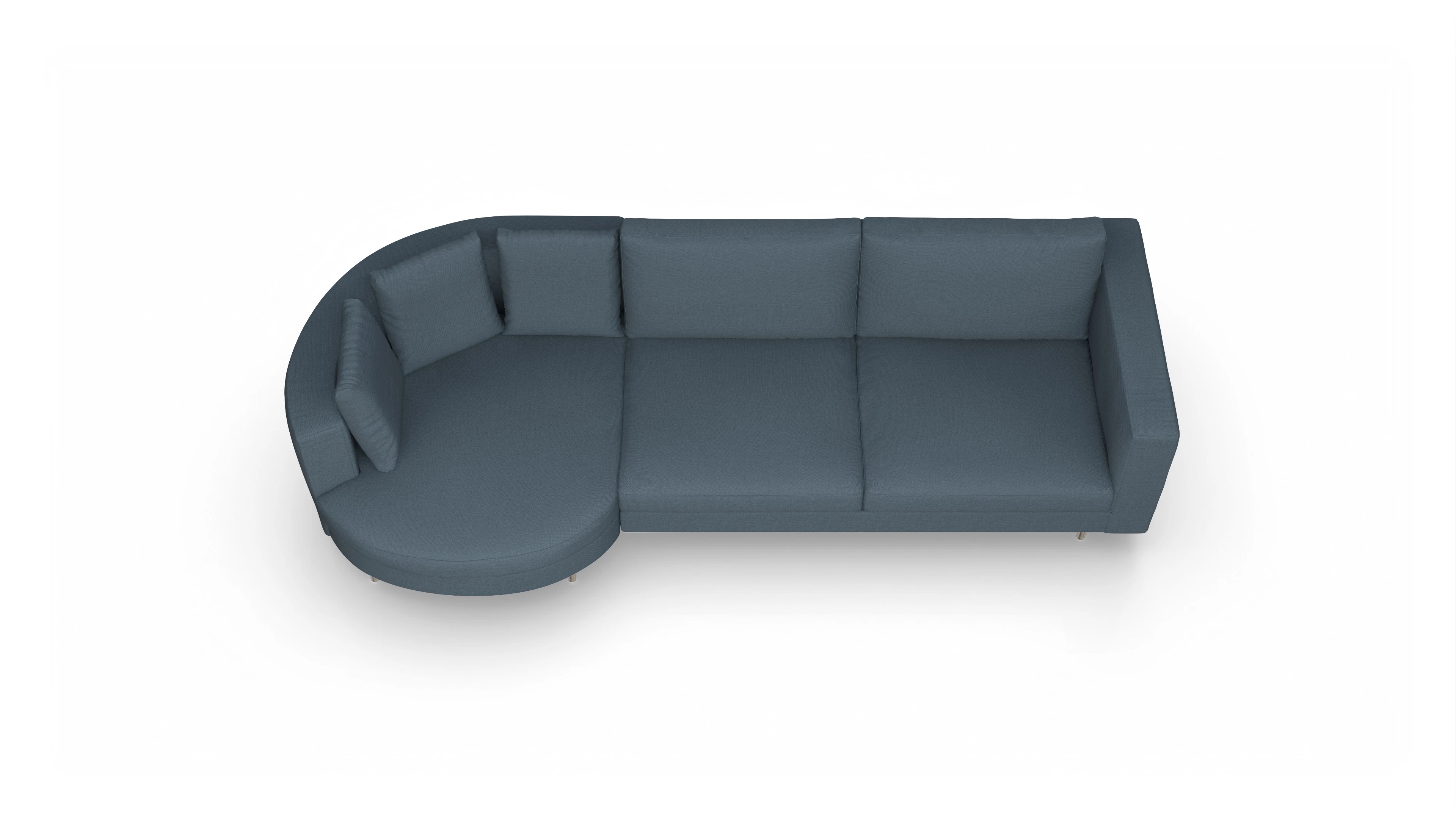 Ansicht des Produktes Silea Sofa mit Rec rechts in Stoff blau
