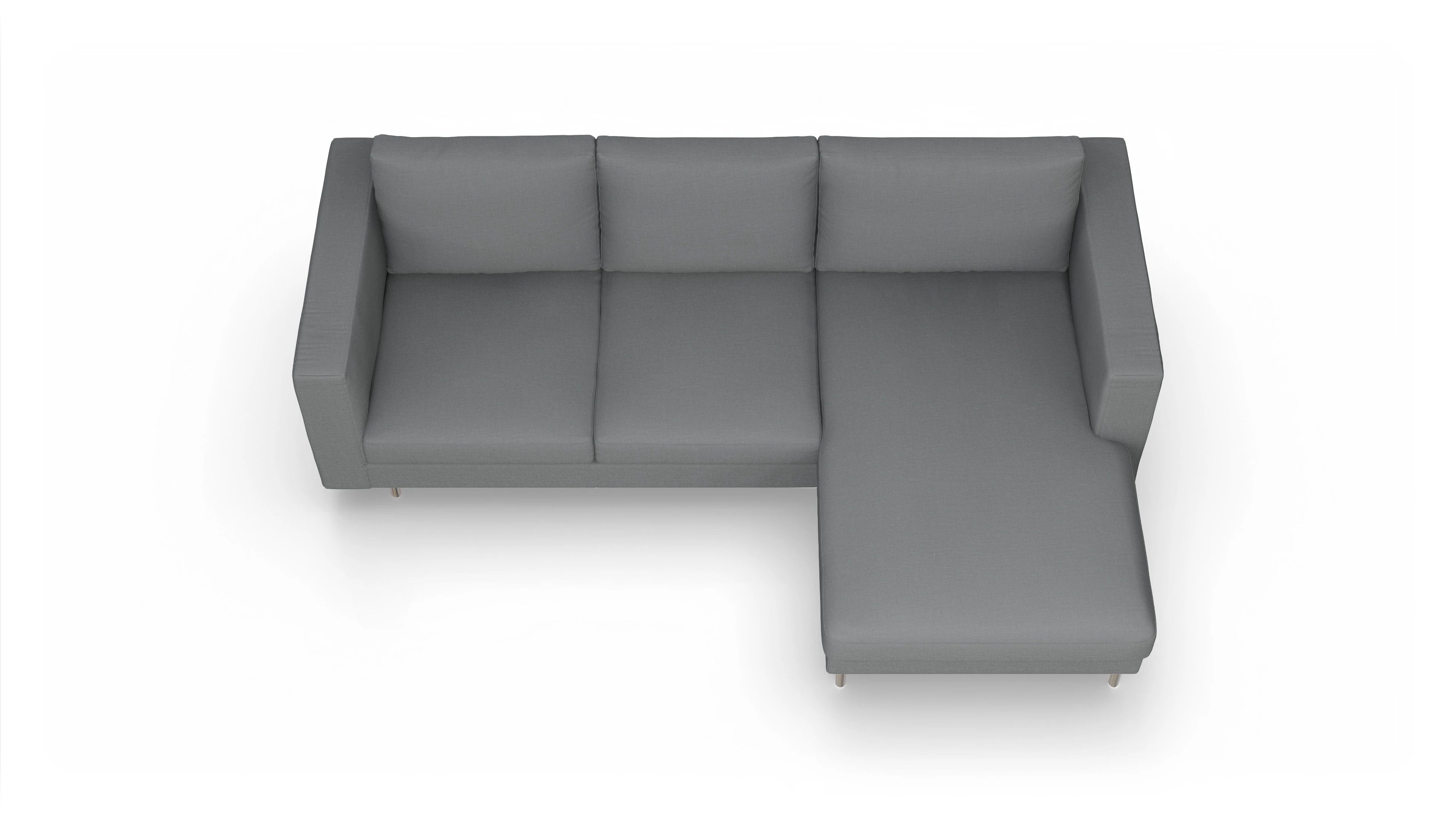 Design-Sofa Silea Ansicht des Produktes Silea Sofa mit Rec rechts in Stoff grau