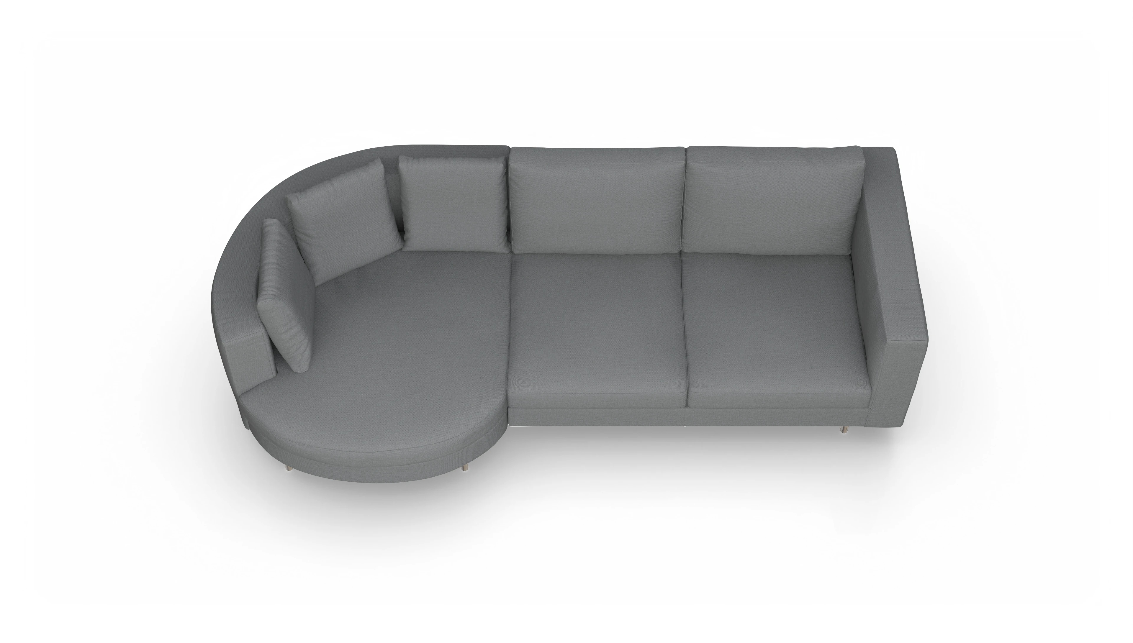 Design-Sofa Silea Ansicht des Produktes Silea Sofa mit Rec links in Stoff grau