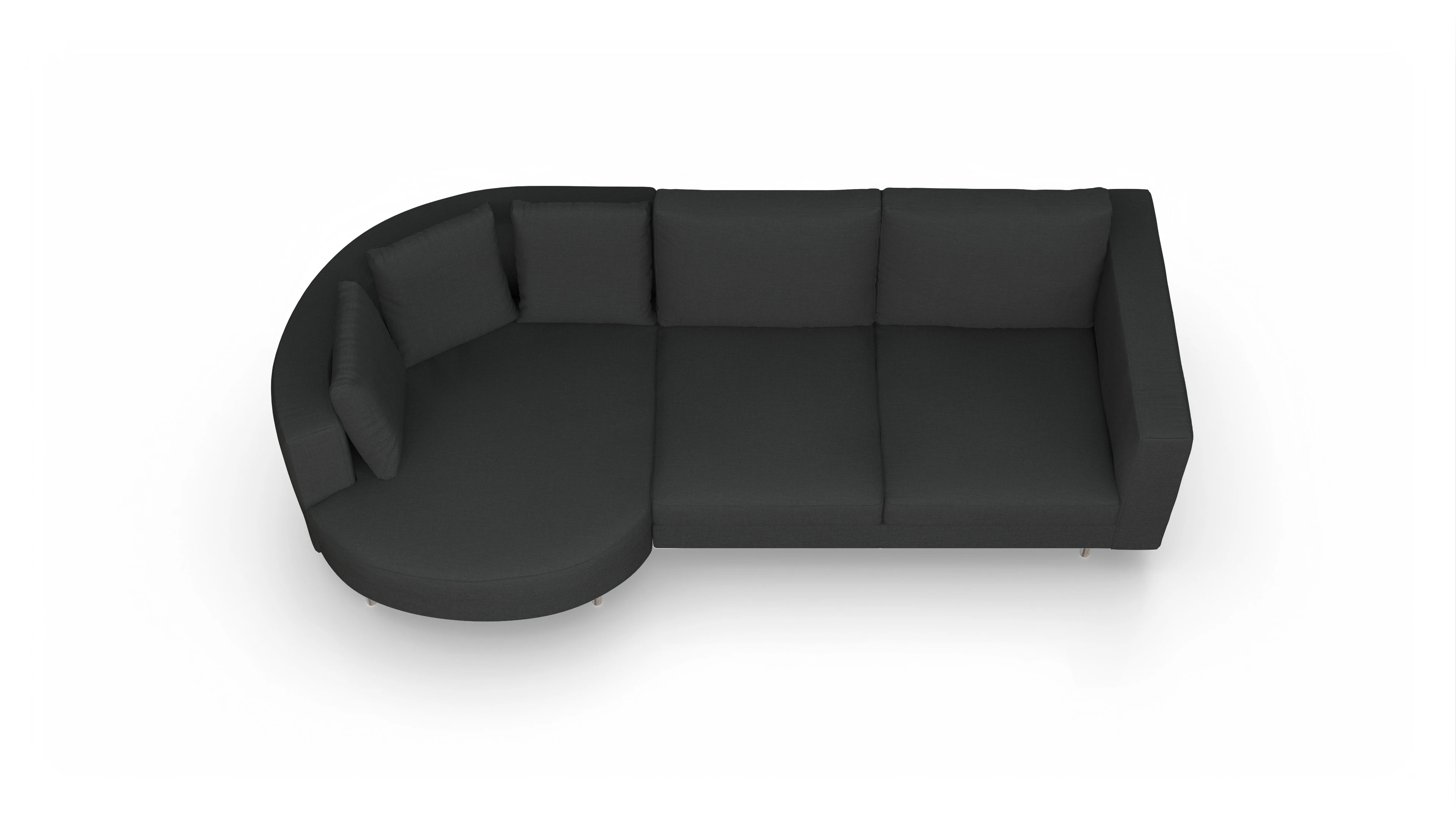 Ansicht des Produktes Silea Sofa mit Rec links in Stoff schwarz