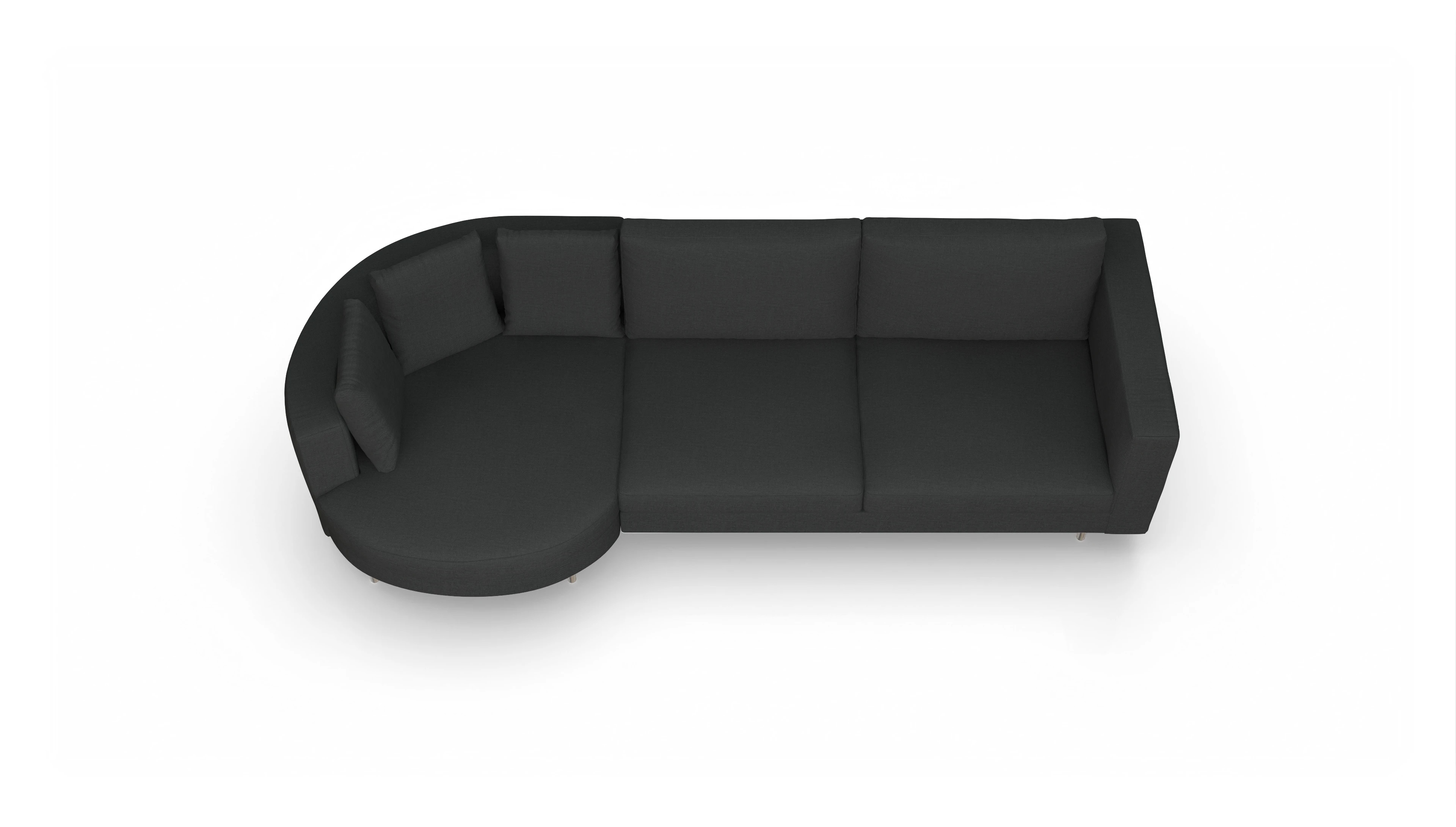 Design-Sofa Silea Ansicht des Produktes Silea Sofa mit Rec rechts in Stoff schwarz