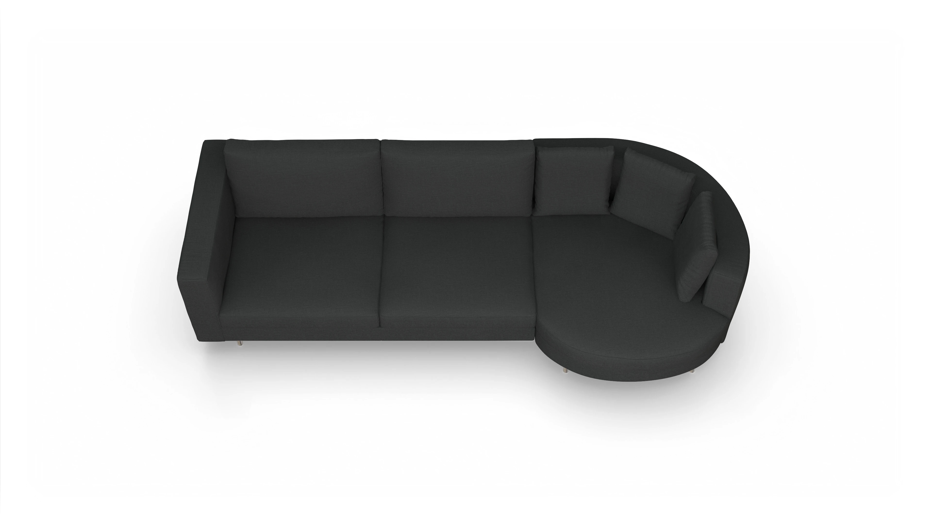 Ansicht des Produktes Silea Sofa mit Rec rechts in Stoff schwarz