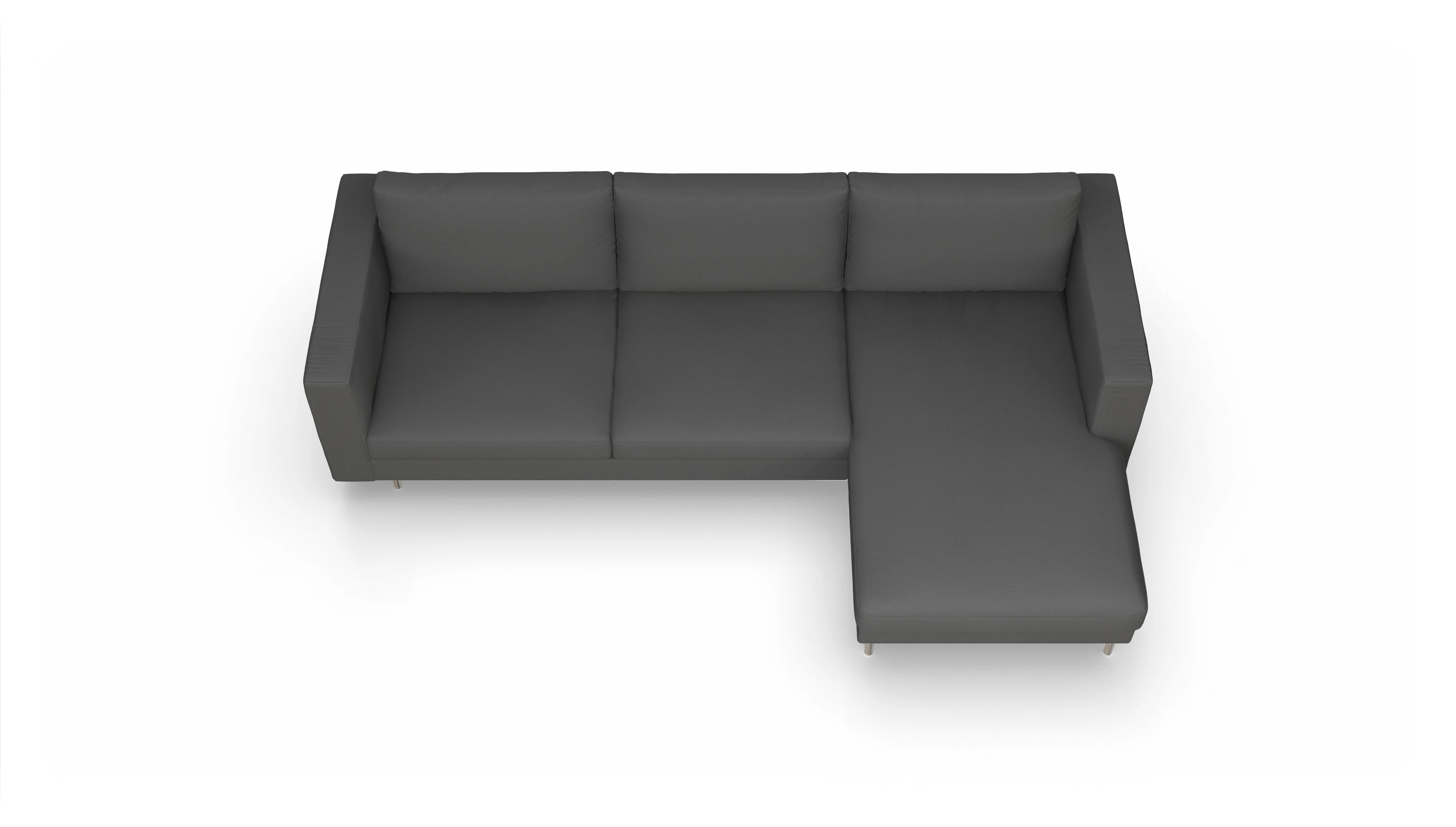 Design-Sofa Silea Ansicht des Produktes Silea Sofa mit Rec rechts in Stoff schwarz