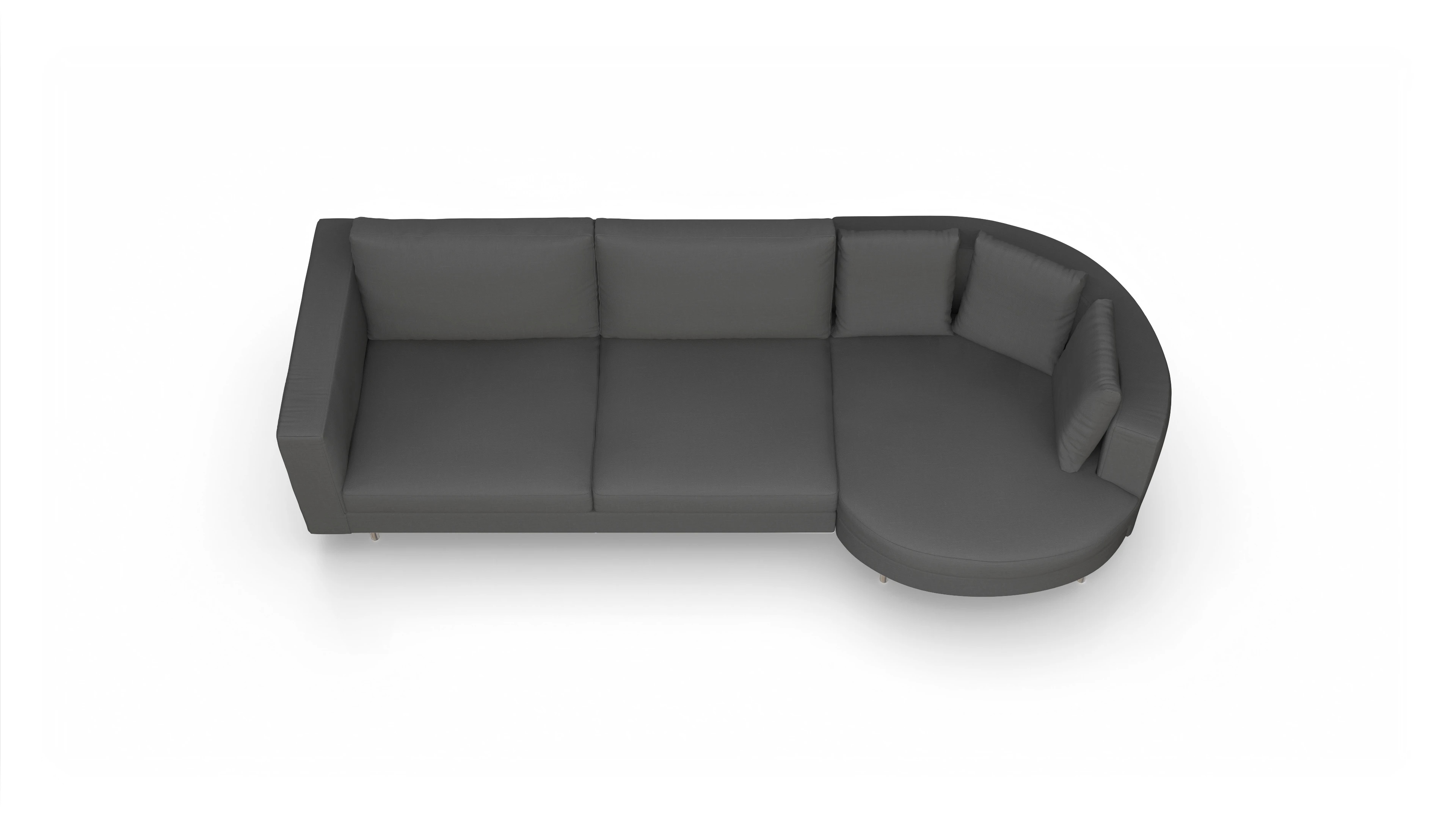 Ansicht des Produktes Silea Sofa mit Rec rechts in Stoff schwarz