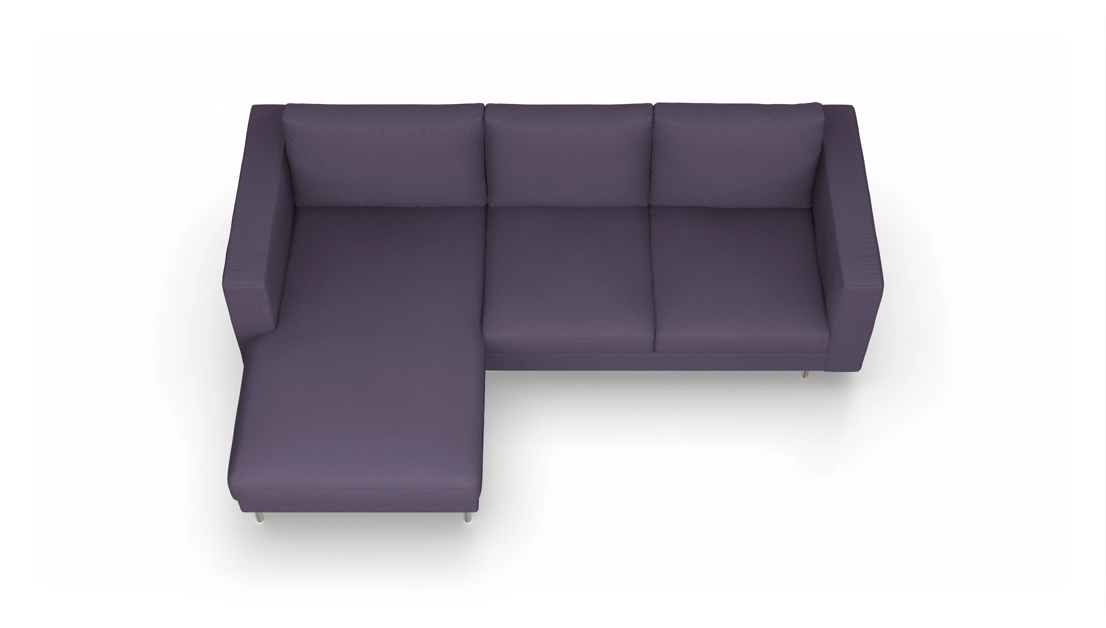 Design-Sofa Silea Ansicht des Produktes Silea Sofa mit Rec links in Stoff blau