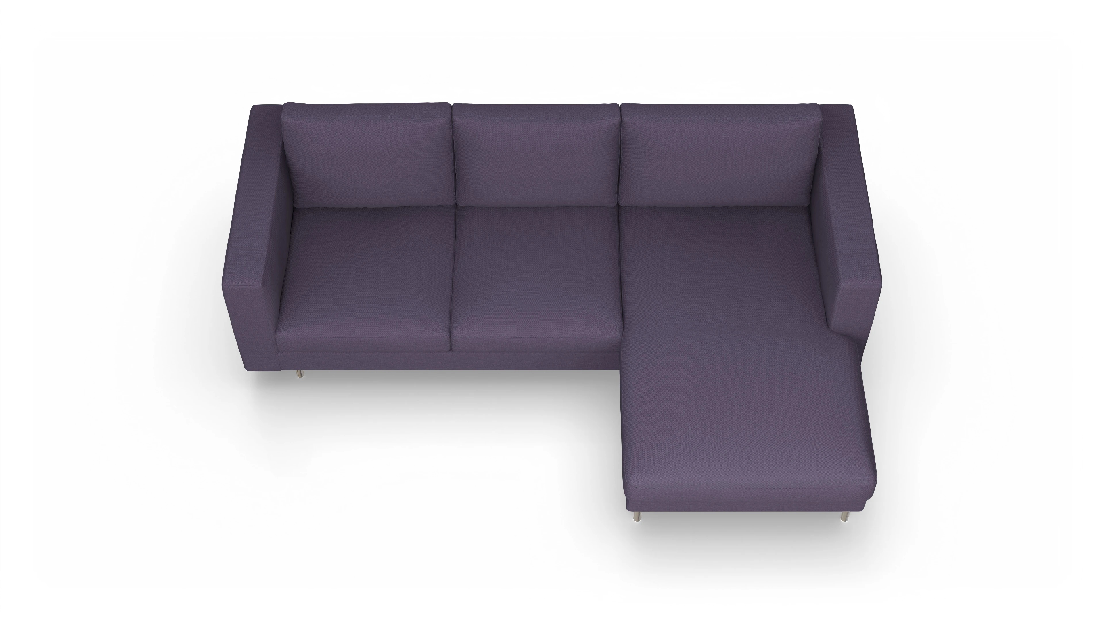 Design-Sofa Silea Ansicht des Produktes Silea Sofa mit Rec rechts in Stoff blau