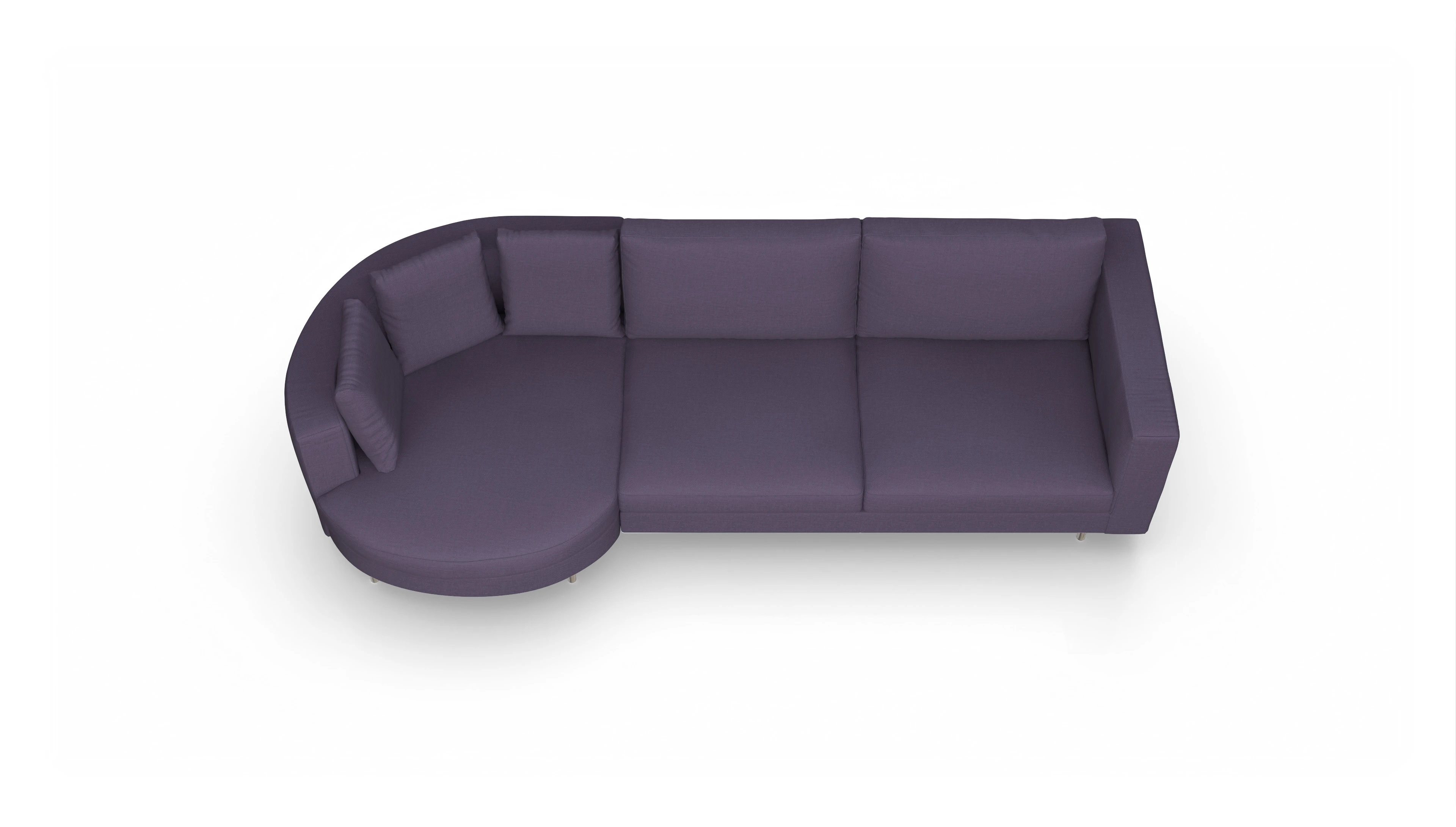Design-Sofa Silea Ansicht des Produktes Silea Sofa mit Rec rechts in Stoff blau