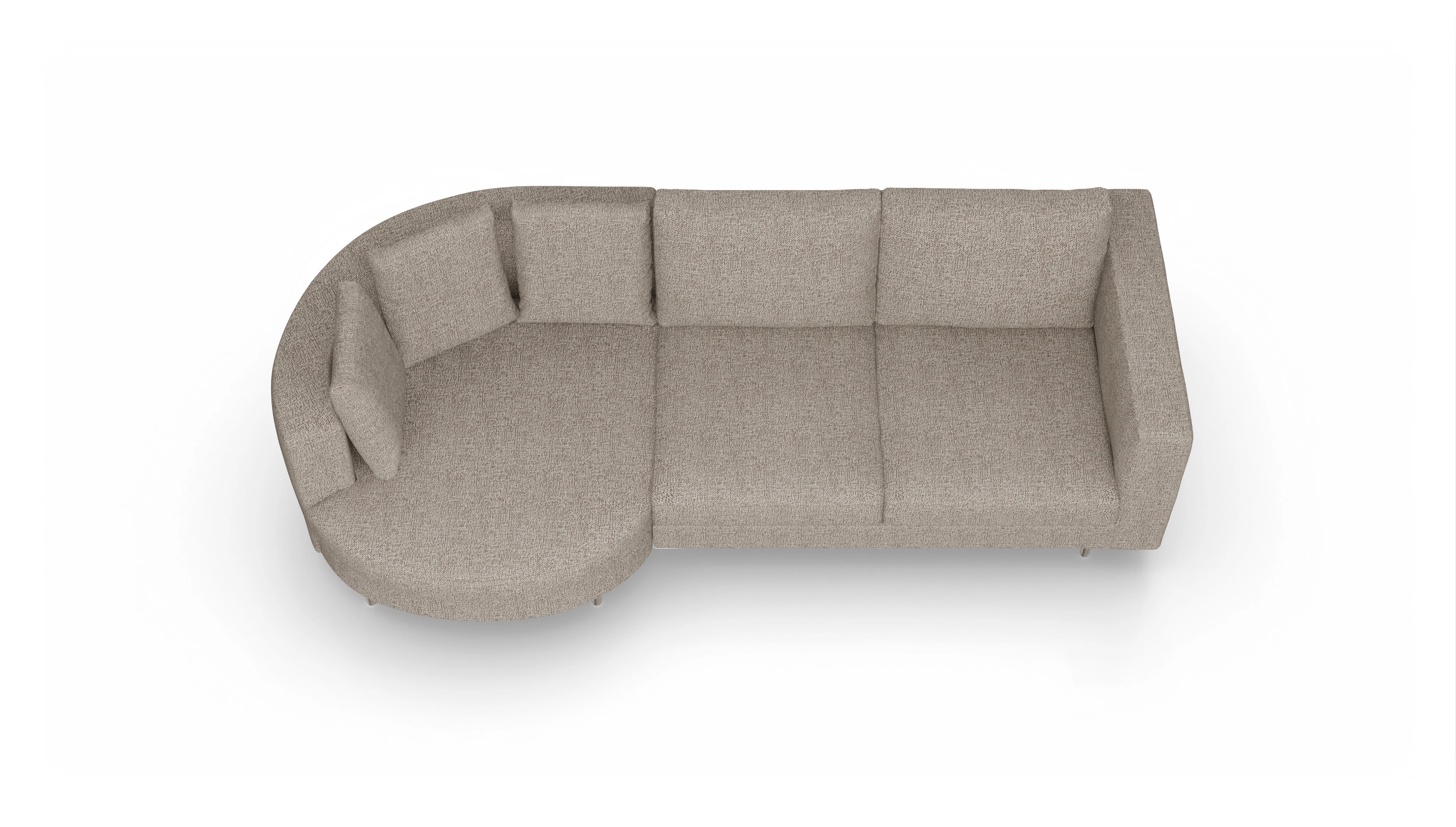 Design-Sofa Silea Ansicht des Produktes Silea Sofa mit Rec links in Stoff beige