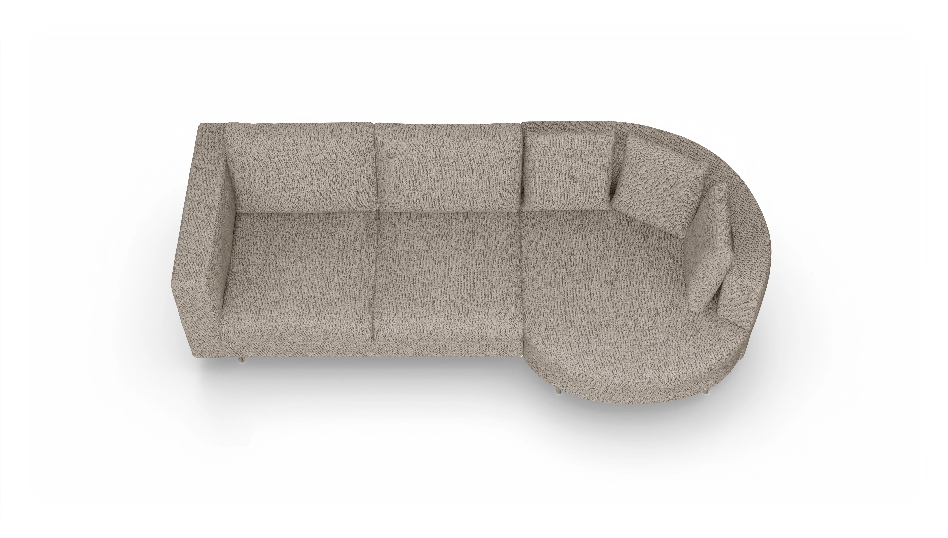 Design-Sofa Silea Ansicht des Produktes Silea Sofa mit Rec rechts in Stoff beige