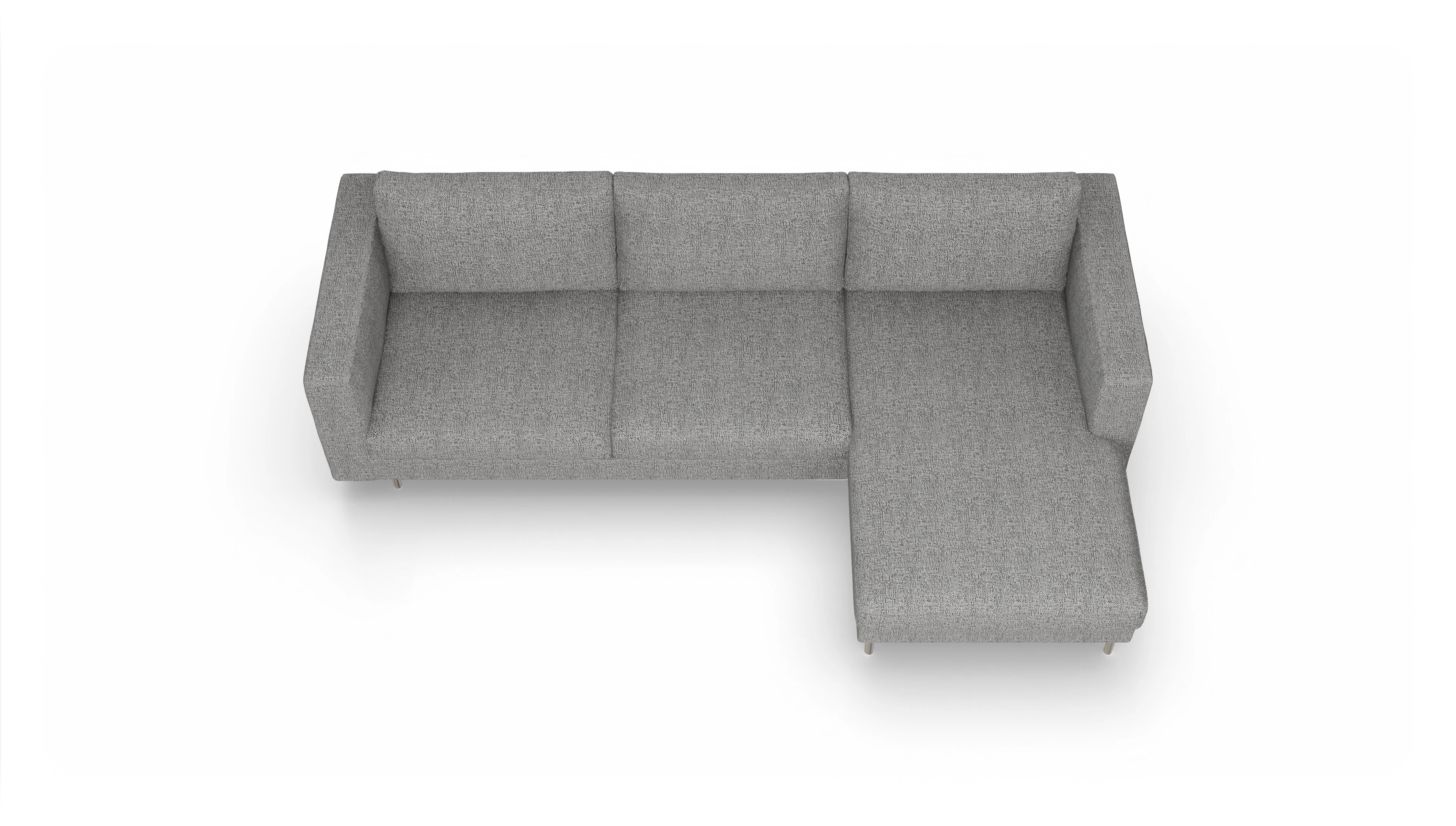 Design-Sofa Silea Ansicht des Produktes Silea Sofa mit Rec rechts in Stoff grau