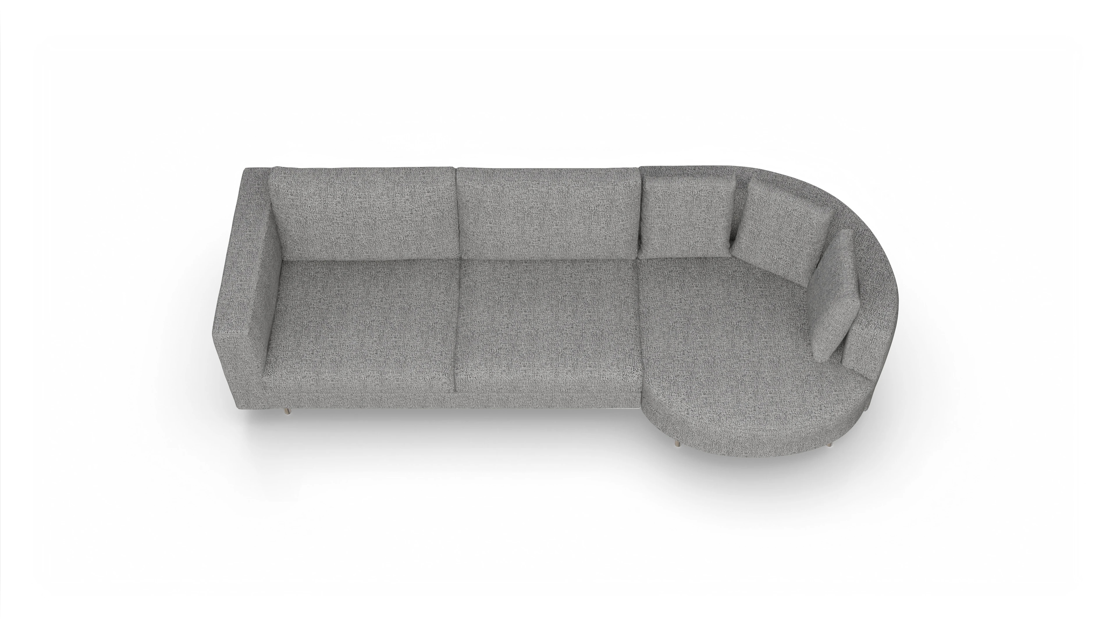 Design-Sofa Silea Ansicht des Produktes Silea Sofa mit Rec rechts in Stoff grau
