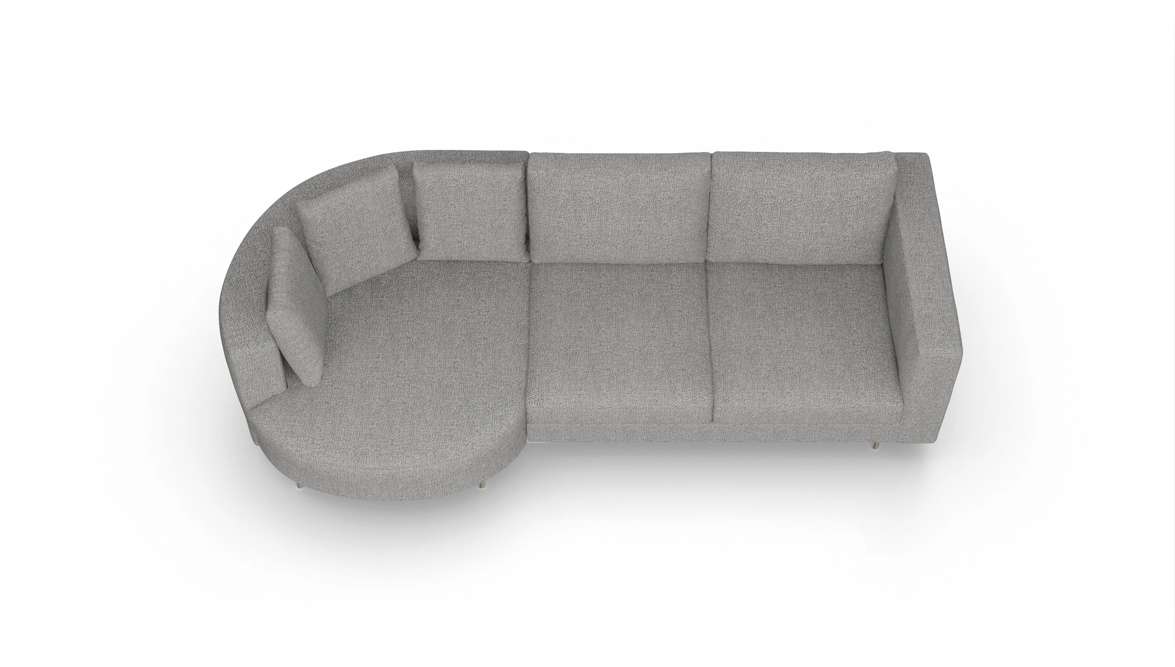 Design-Sofa Silea Ansicht des Produktes Silea Sofa mit Rec links in Stoff grau