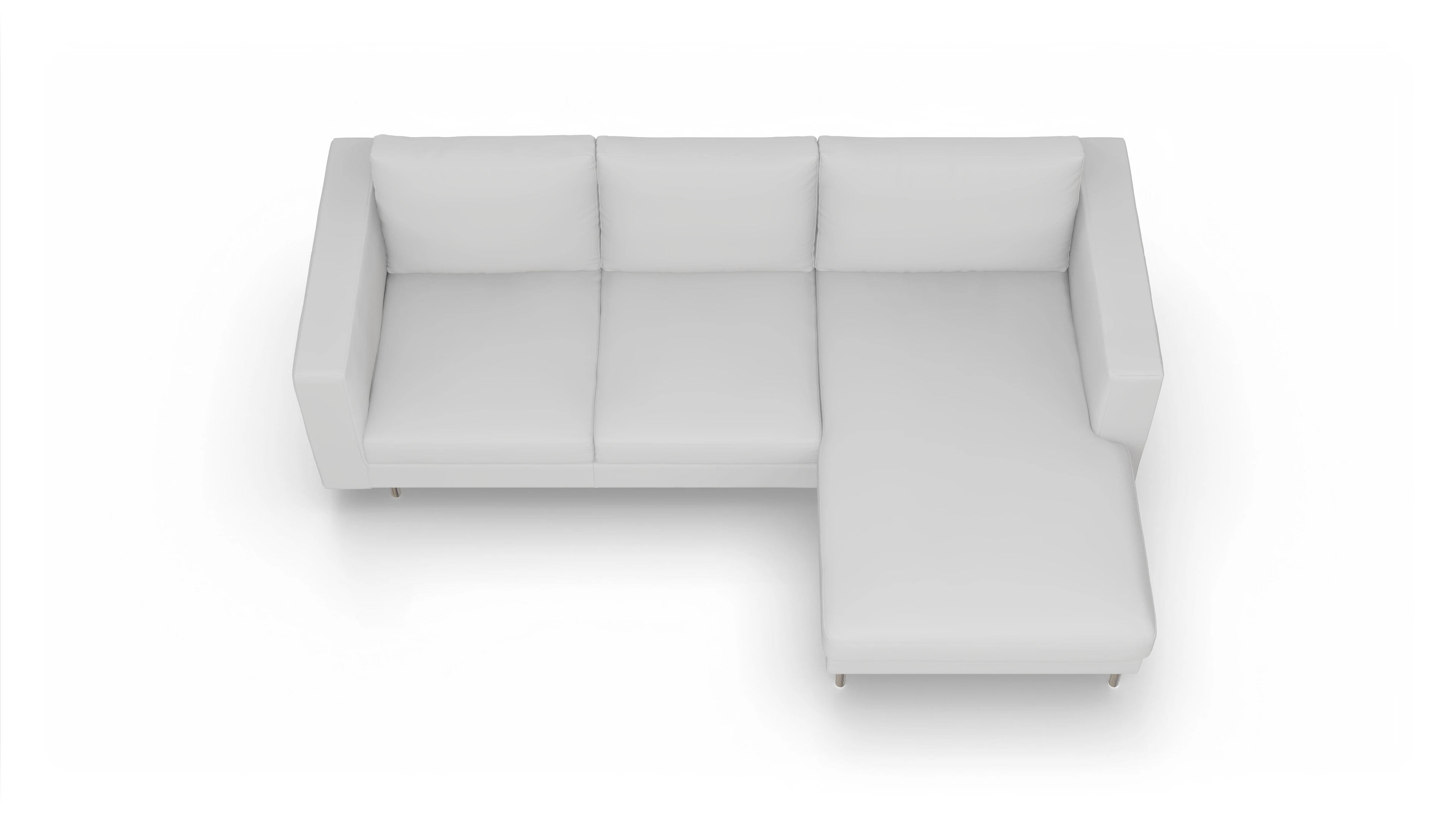 Design-Sofa Silea in Leder Ansicht des Produktes Silea Sofa mit Rec rechts in Leder weiß