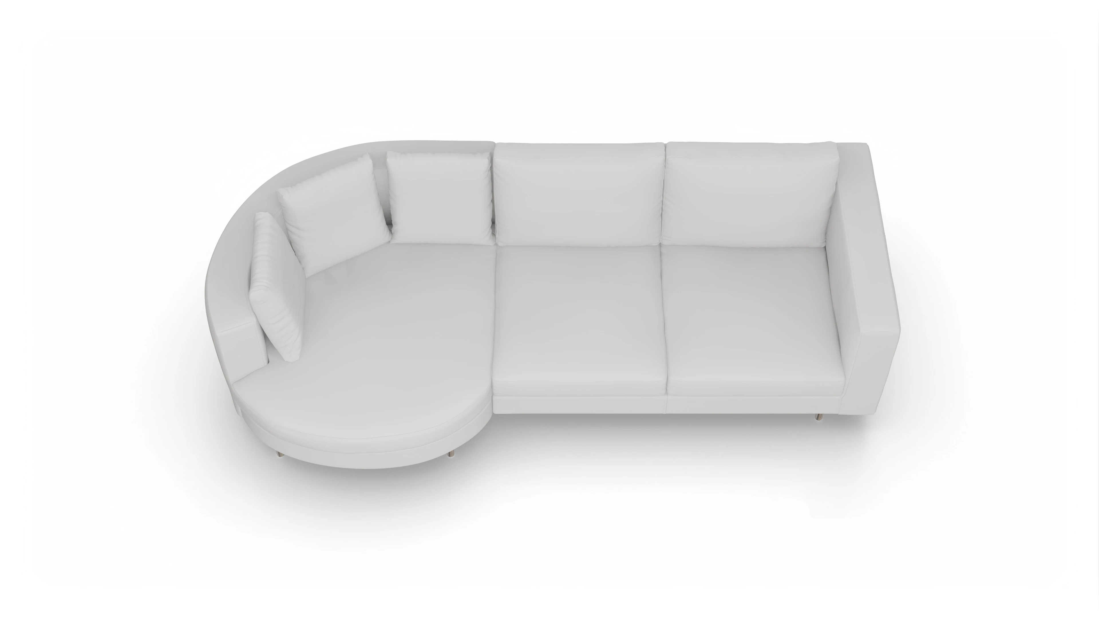 Design-Sofa Silea in Leder Ansicht des Produktes Silea Sofa mit Rec links in Leder weiß