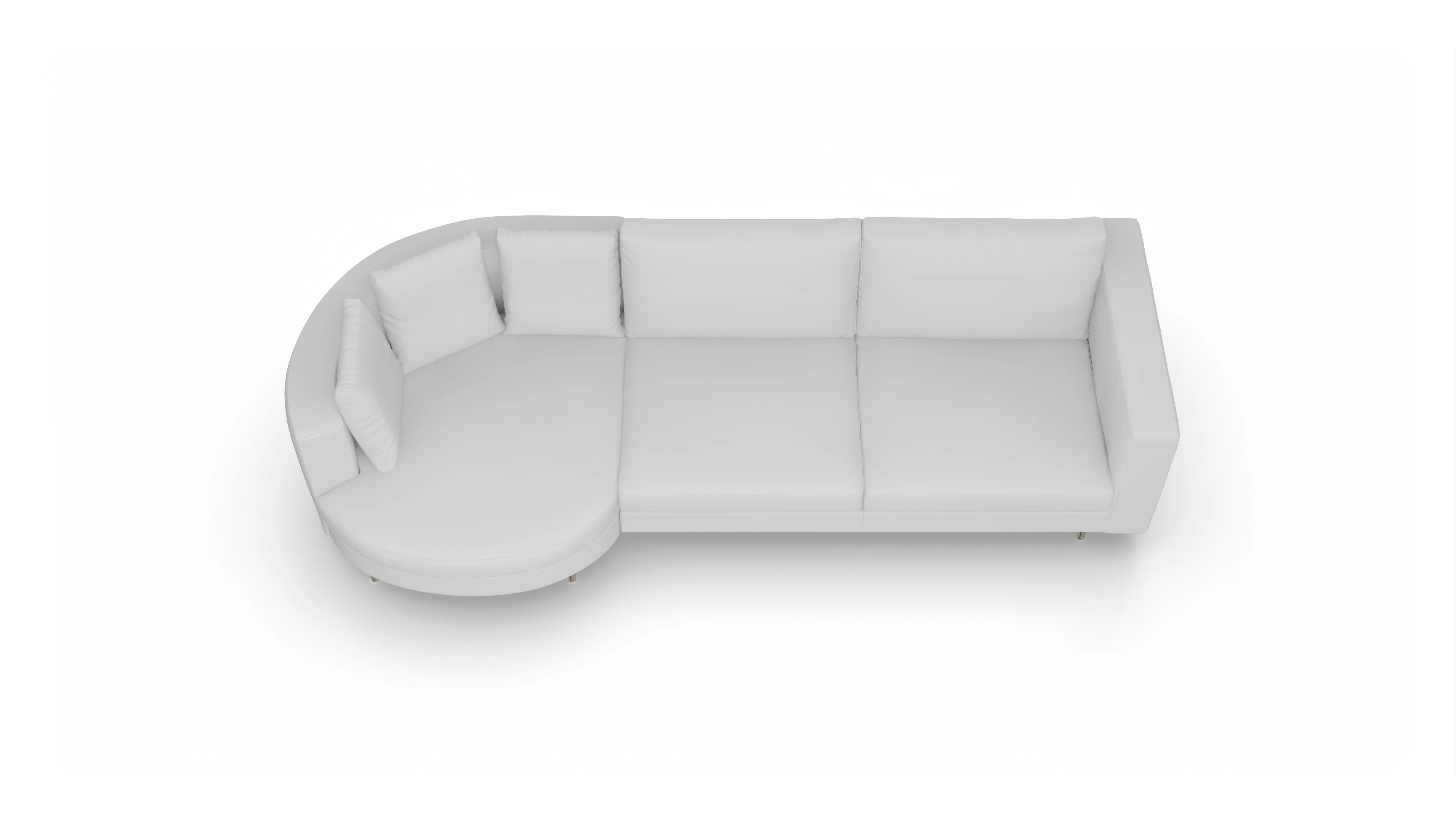 Design-Sofa Silea in Leder Ansicht des Produktes Silea Sofa mit Rec links in Leder weiß
