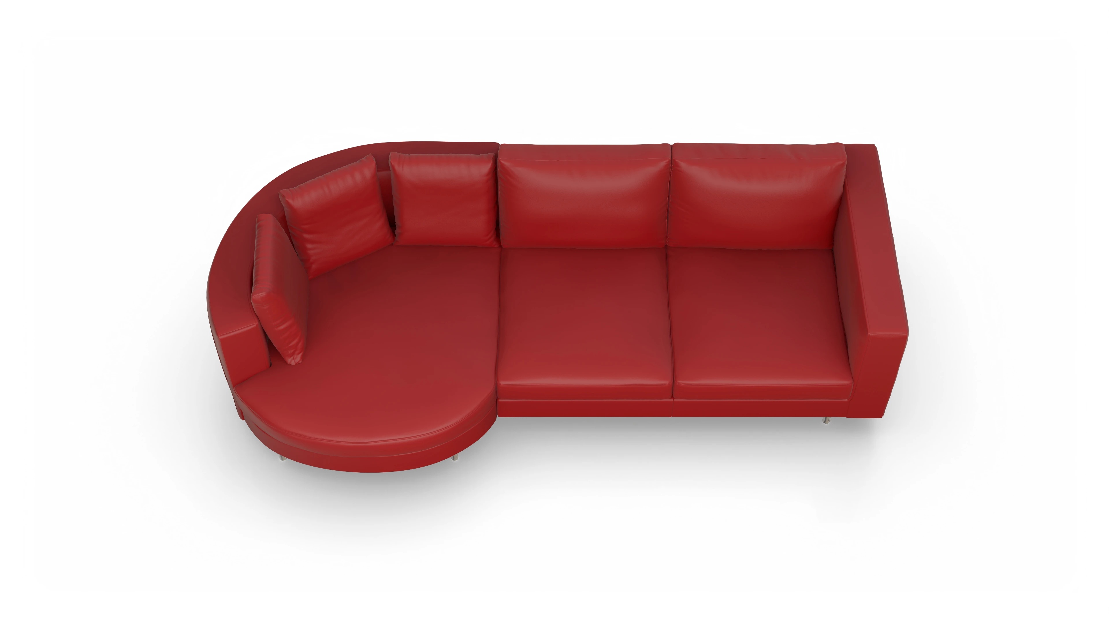 Ansicht des Produktes Silea Sofa mit Rec links in Leder rot