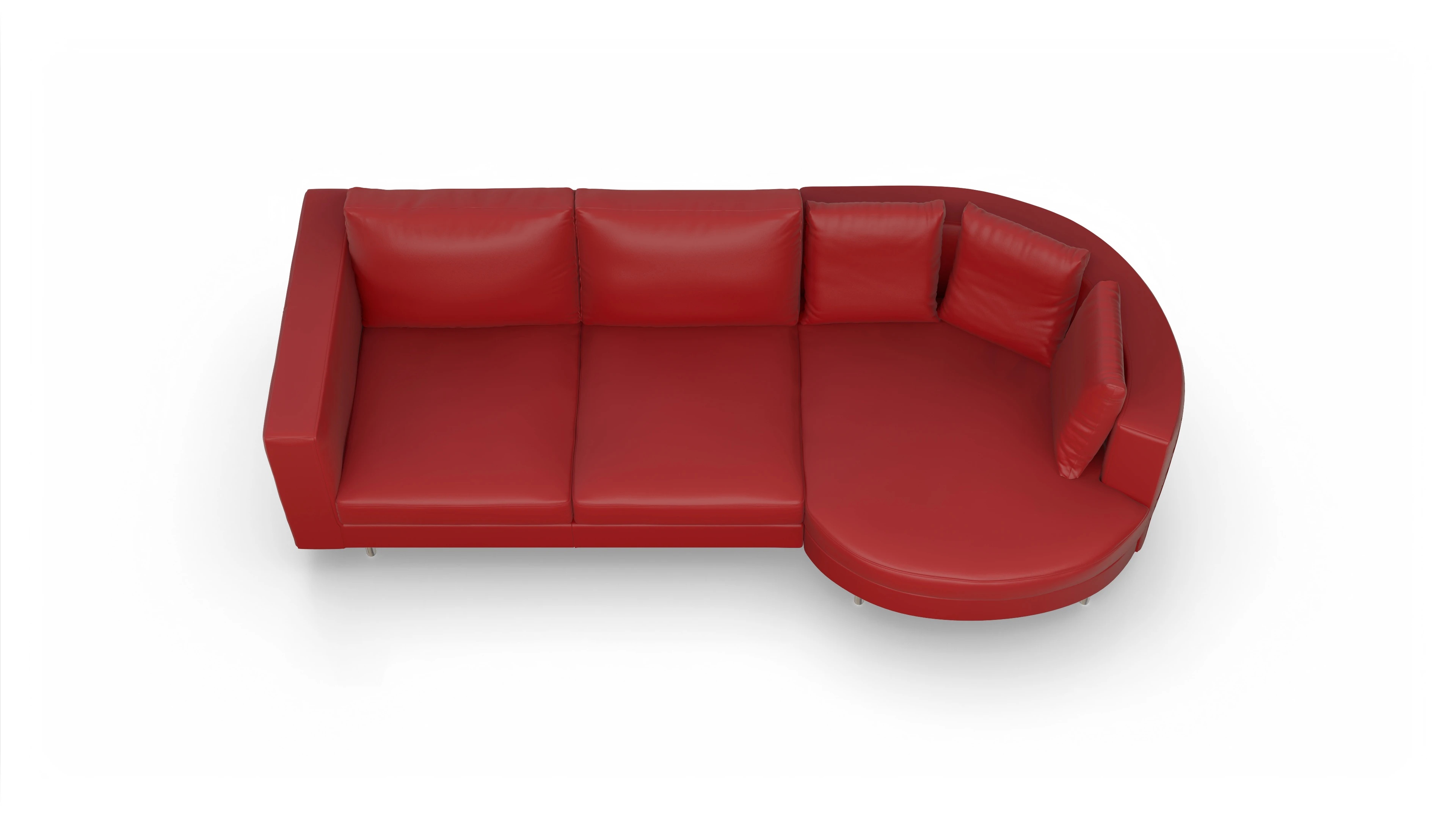 Ansicht des Produktes Silea Sofa mit Rec rechts in Leder rot