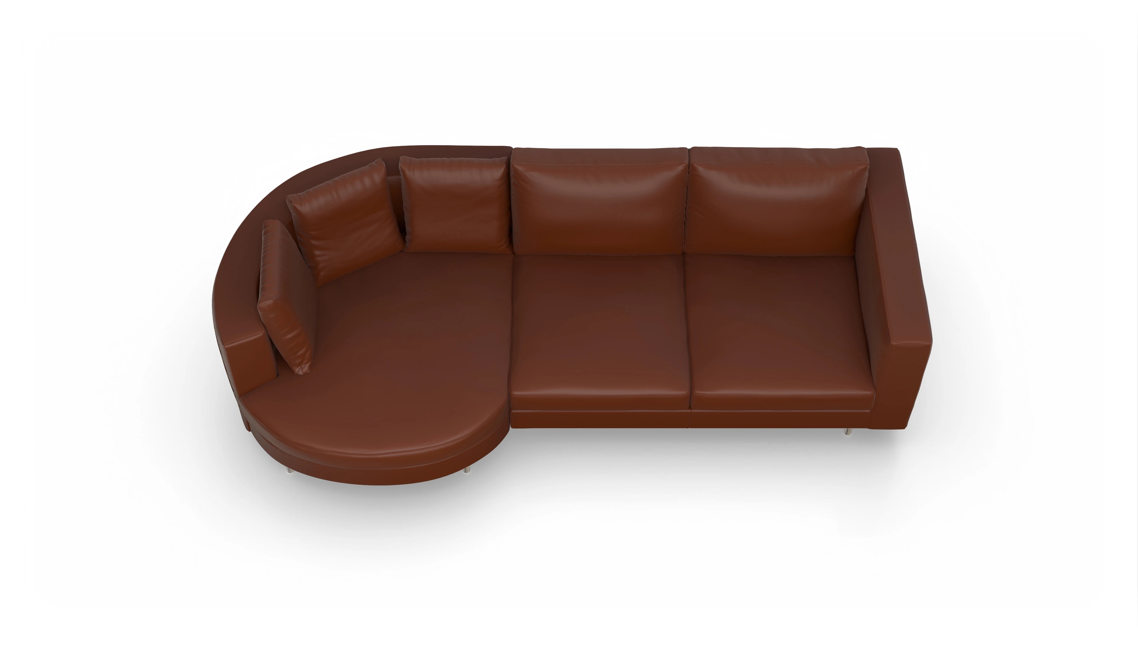 Ansicht des Produktes Silea Sofa mit Rec links in Leder braun