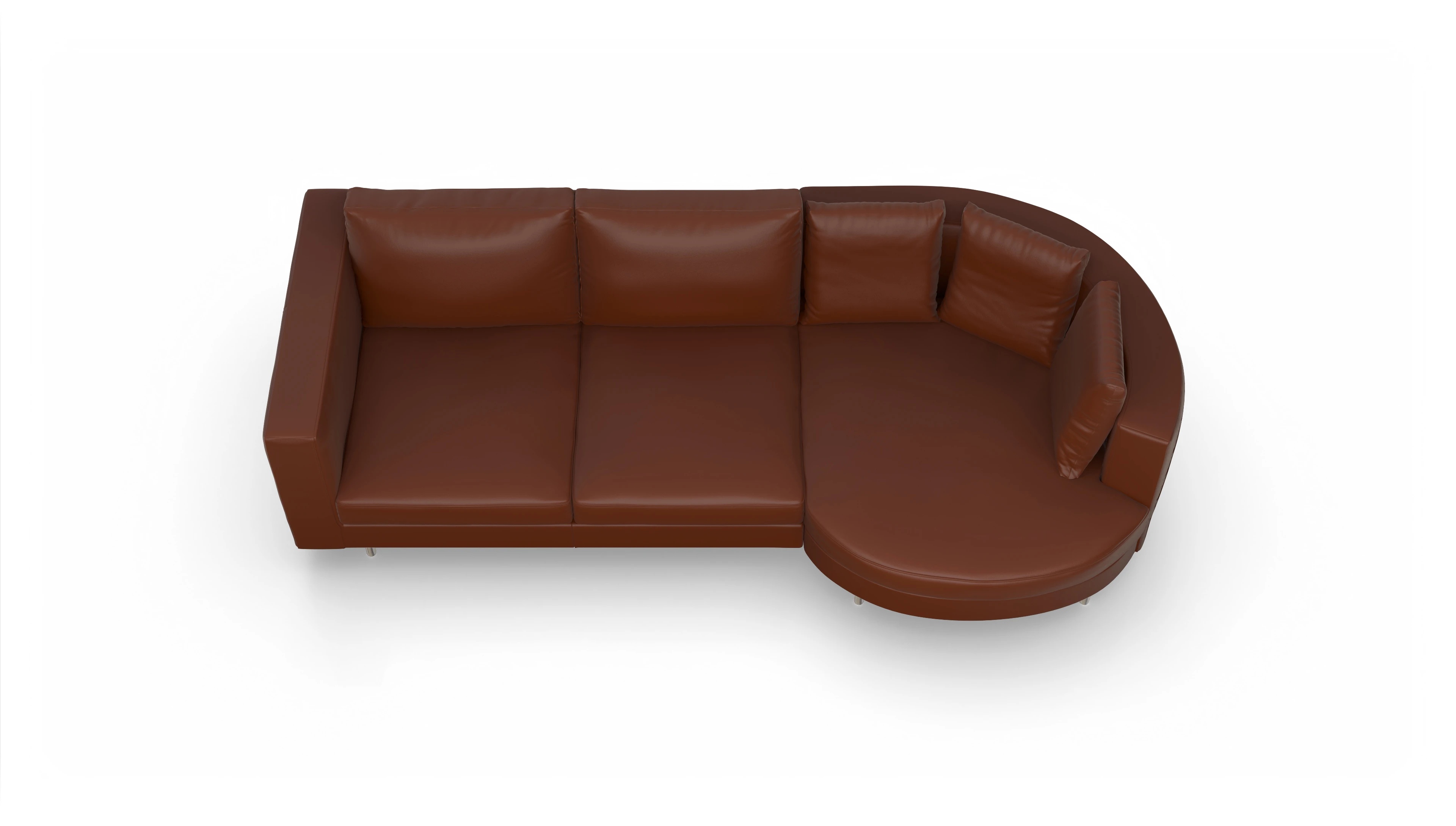 Ansicht des Produktes Silea Sofa mit Rec rechts in Leder braun