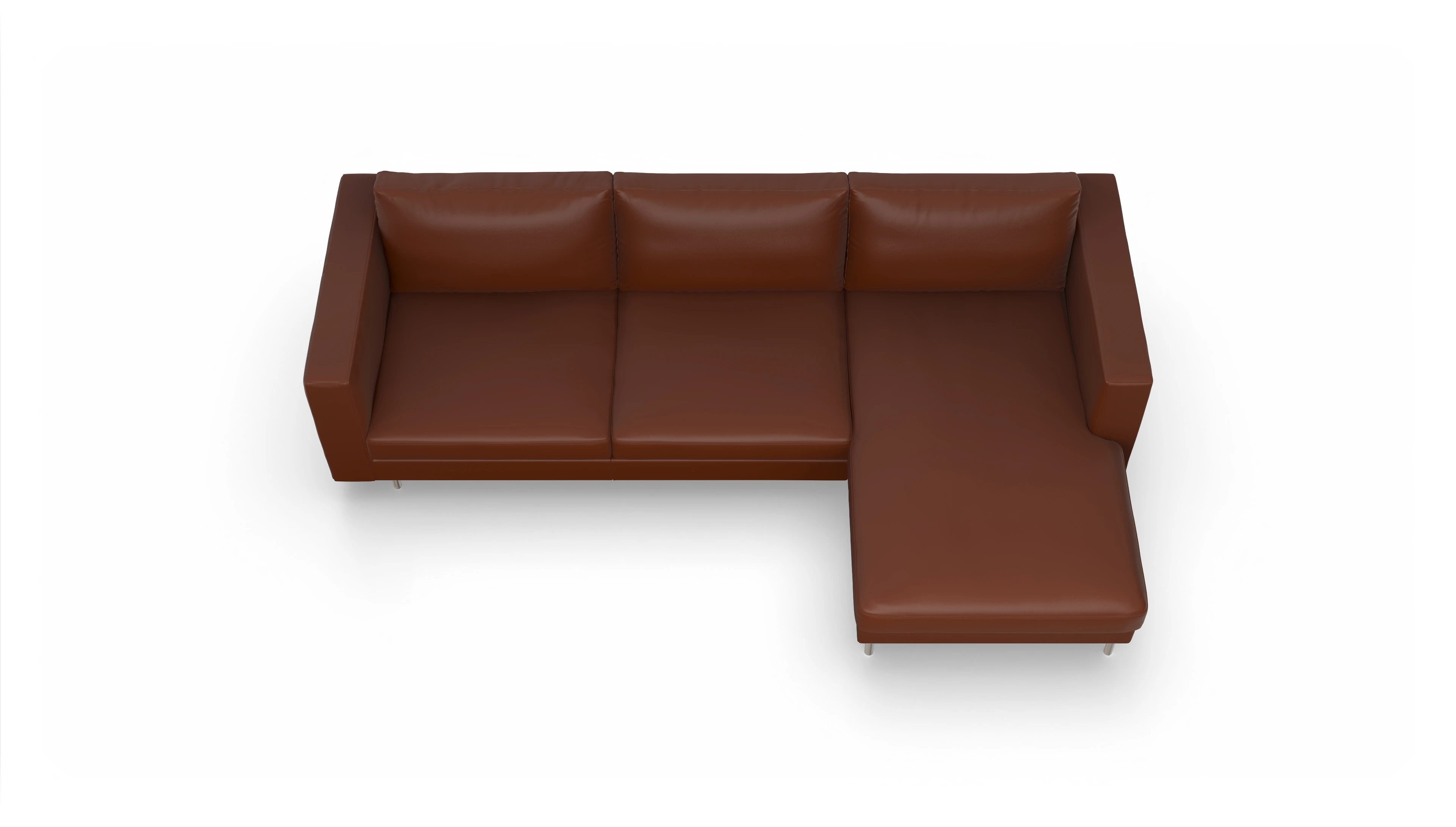 Design-Sofa Silea in Leder Ansicht des Produktes Silea Sofa mit Rec rechts in Leder braun