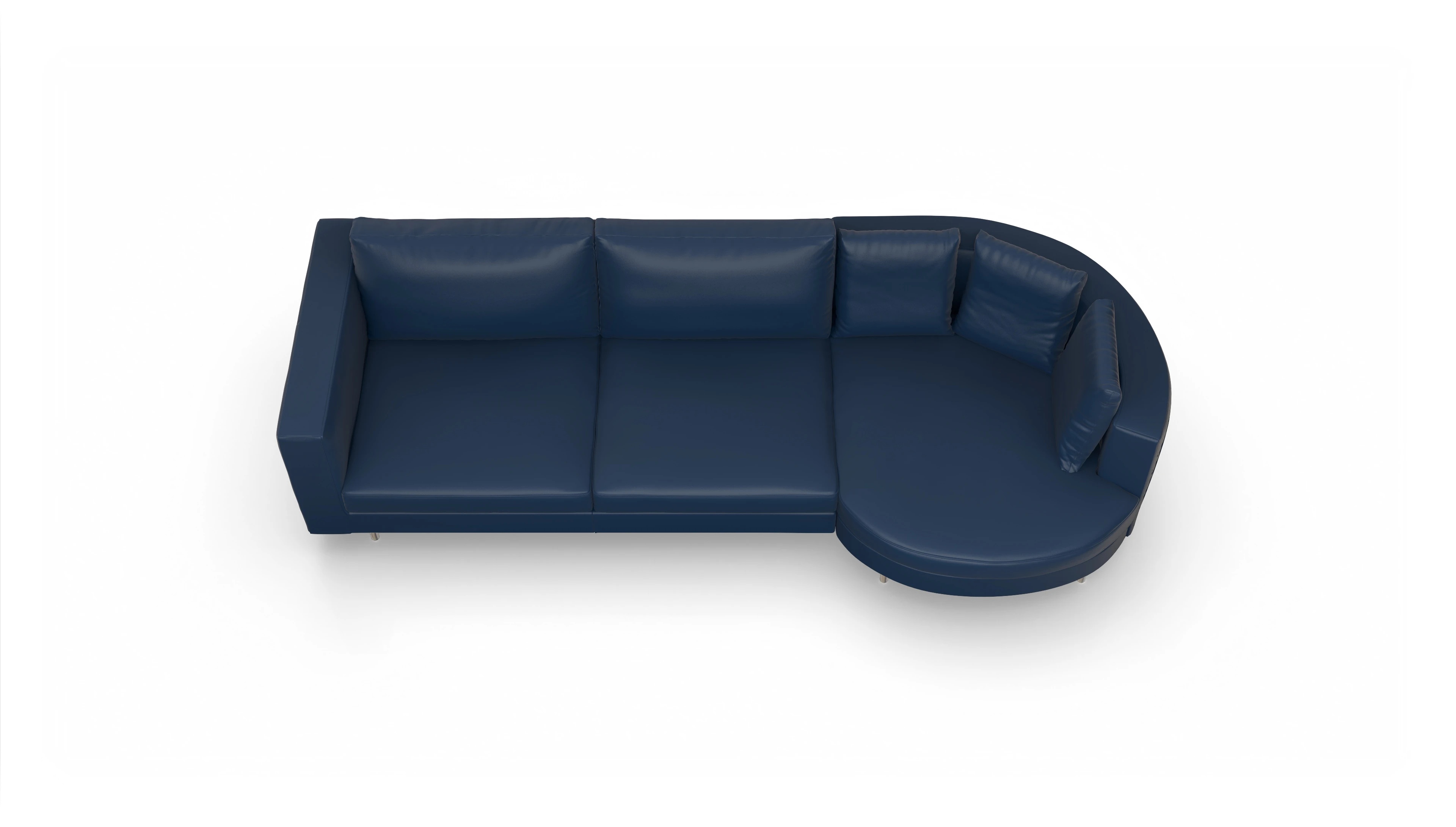 Ansicht des Produktes Silea Sofa mit Rec rechts in Leder blau