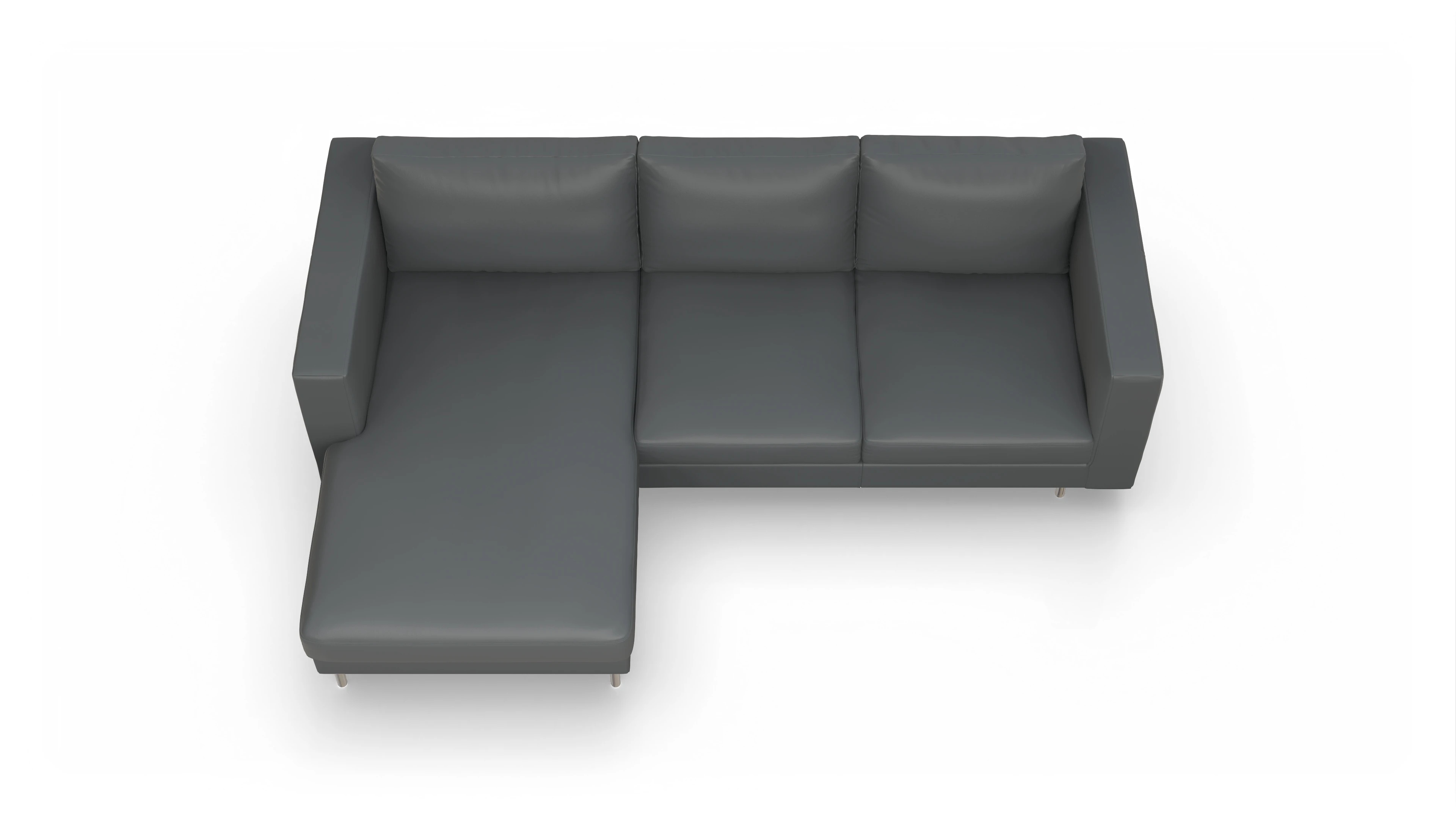 Ansicht des Produktes Silea Sofa mit Rec links in Leder grau