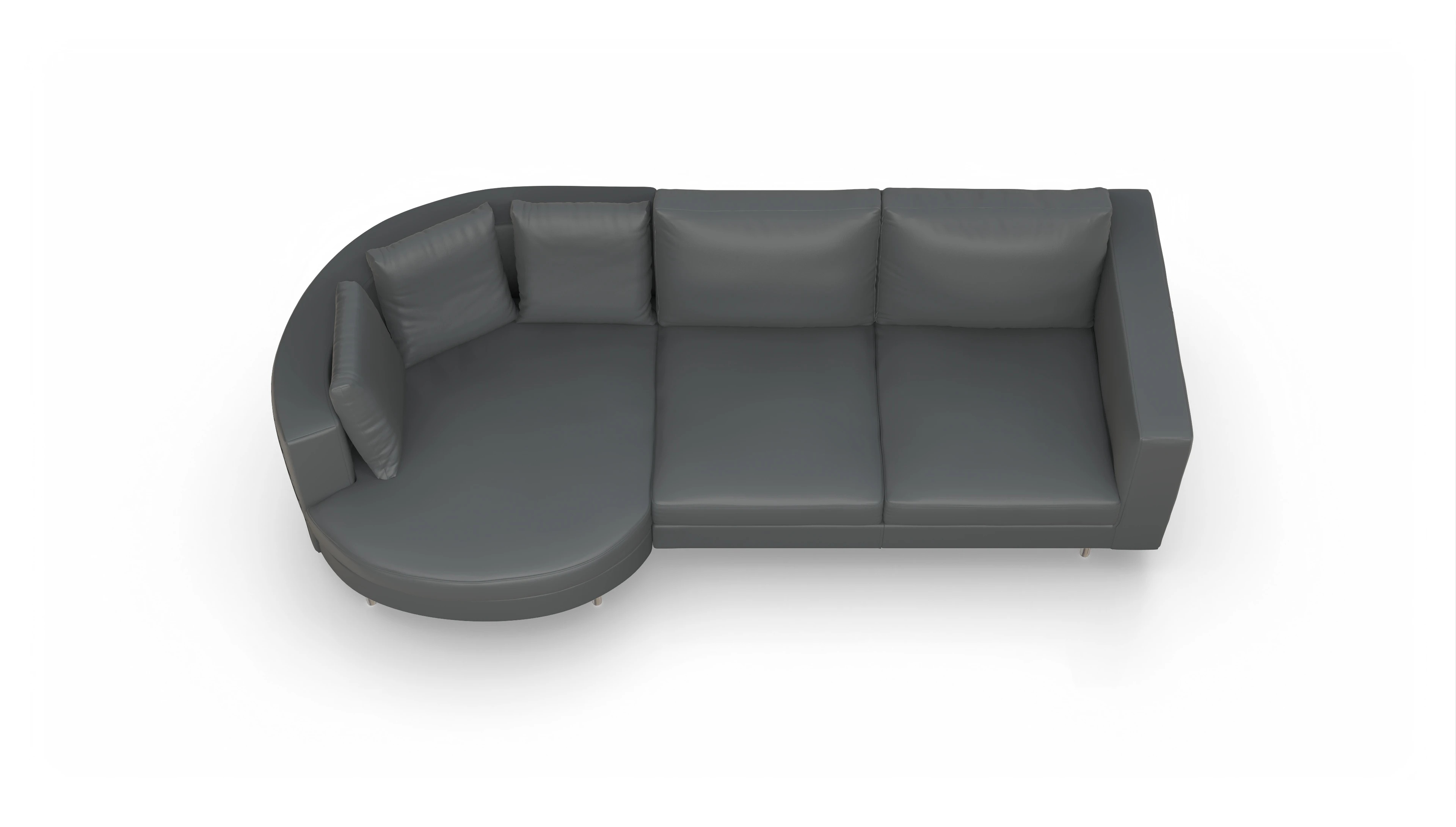 Ansicht des Produktes Silea Sofa mit Rec links in Leder grau