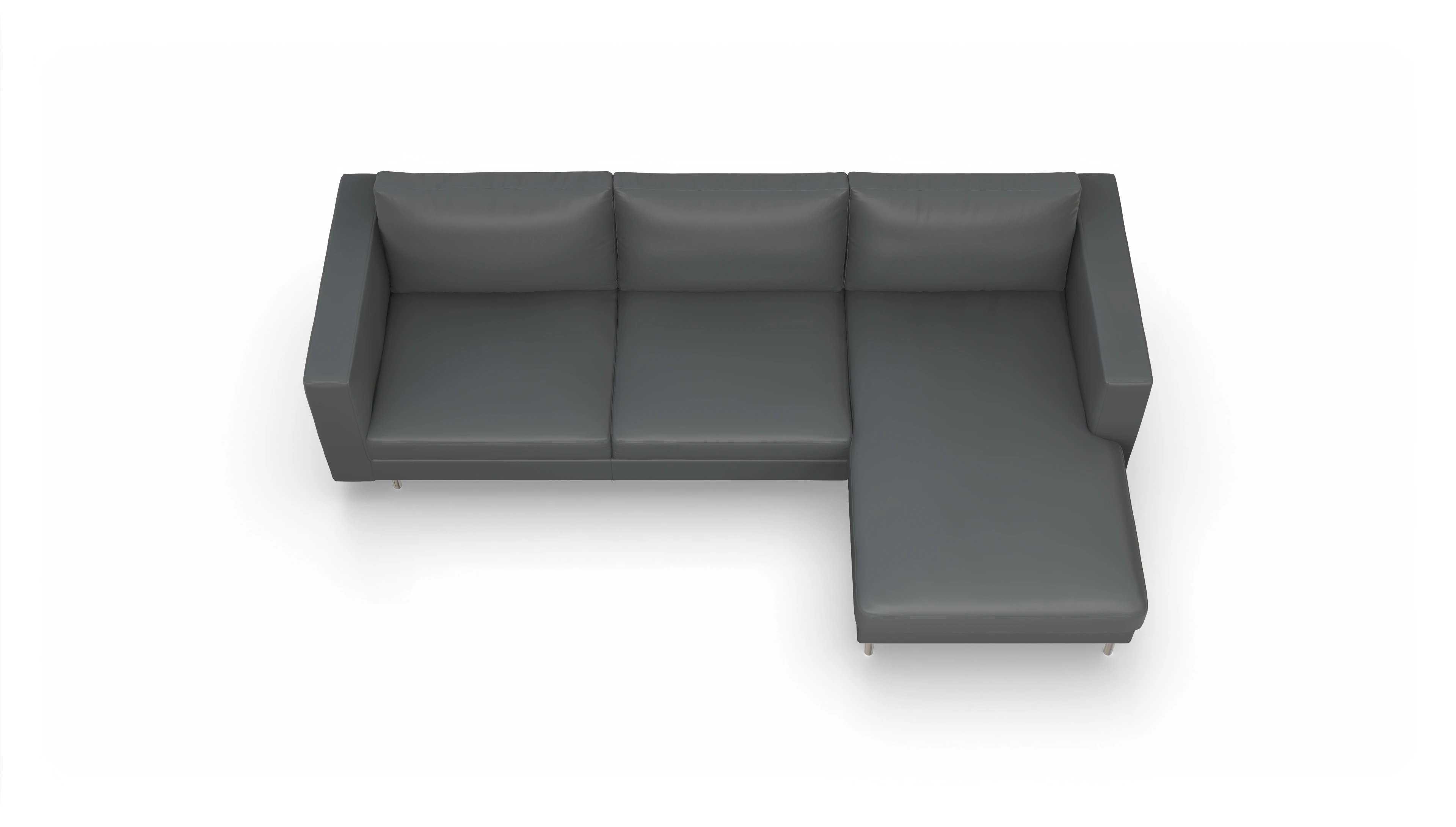 Design-Sofa Silea in Leder Ansicht des Produktes Silea Sofa mit Rec rechts in Leder grau