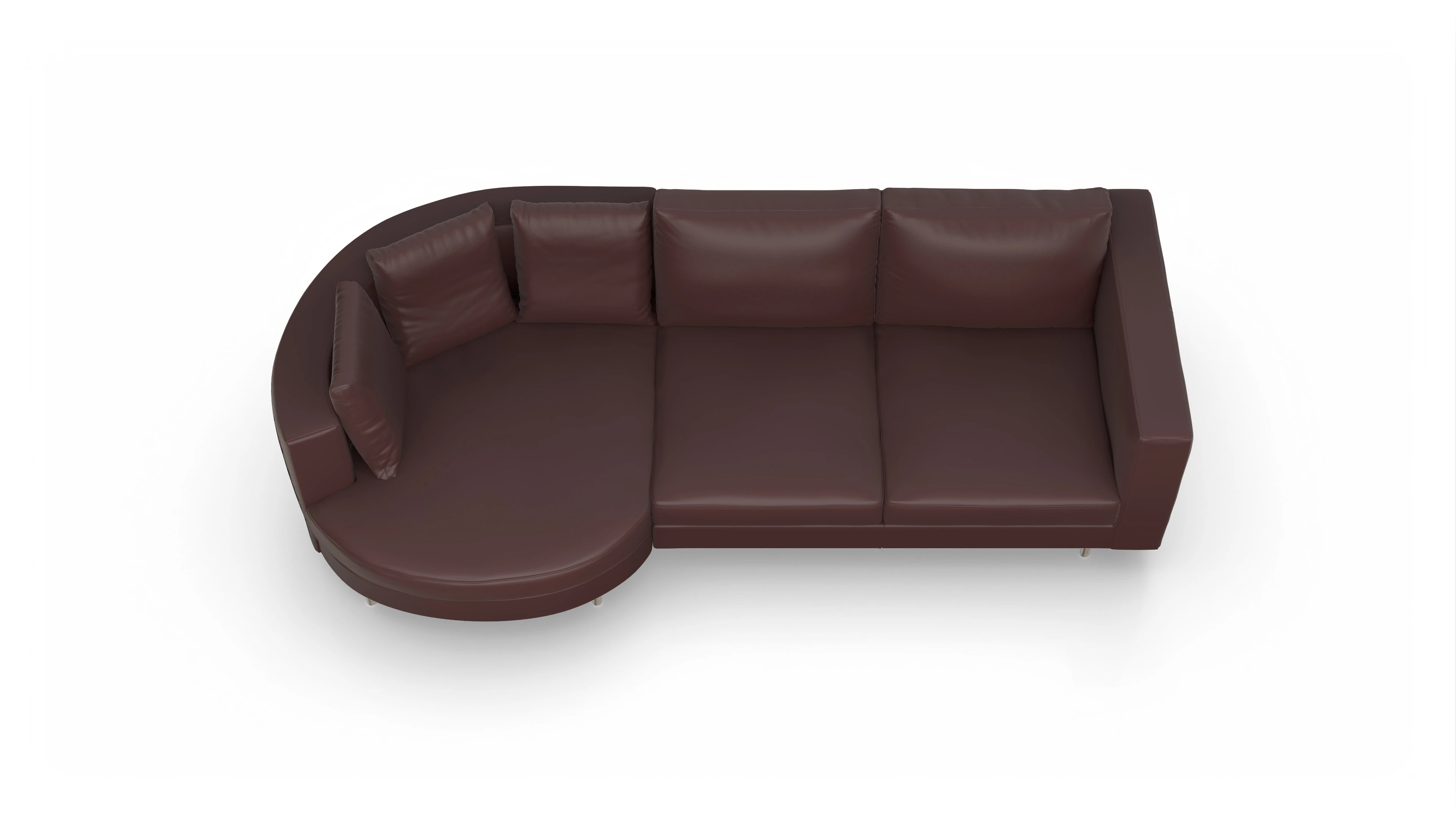 Design-Sofa Silea in Leder Ansicht des Produktes Silea Sofa mit Rec links in Leder rot