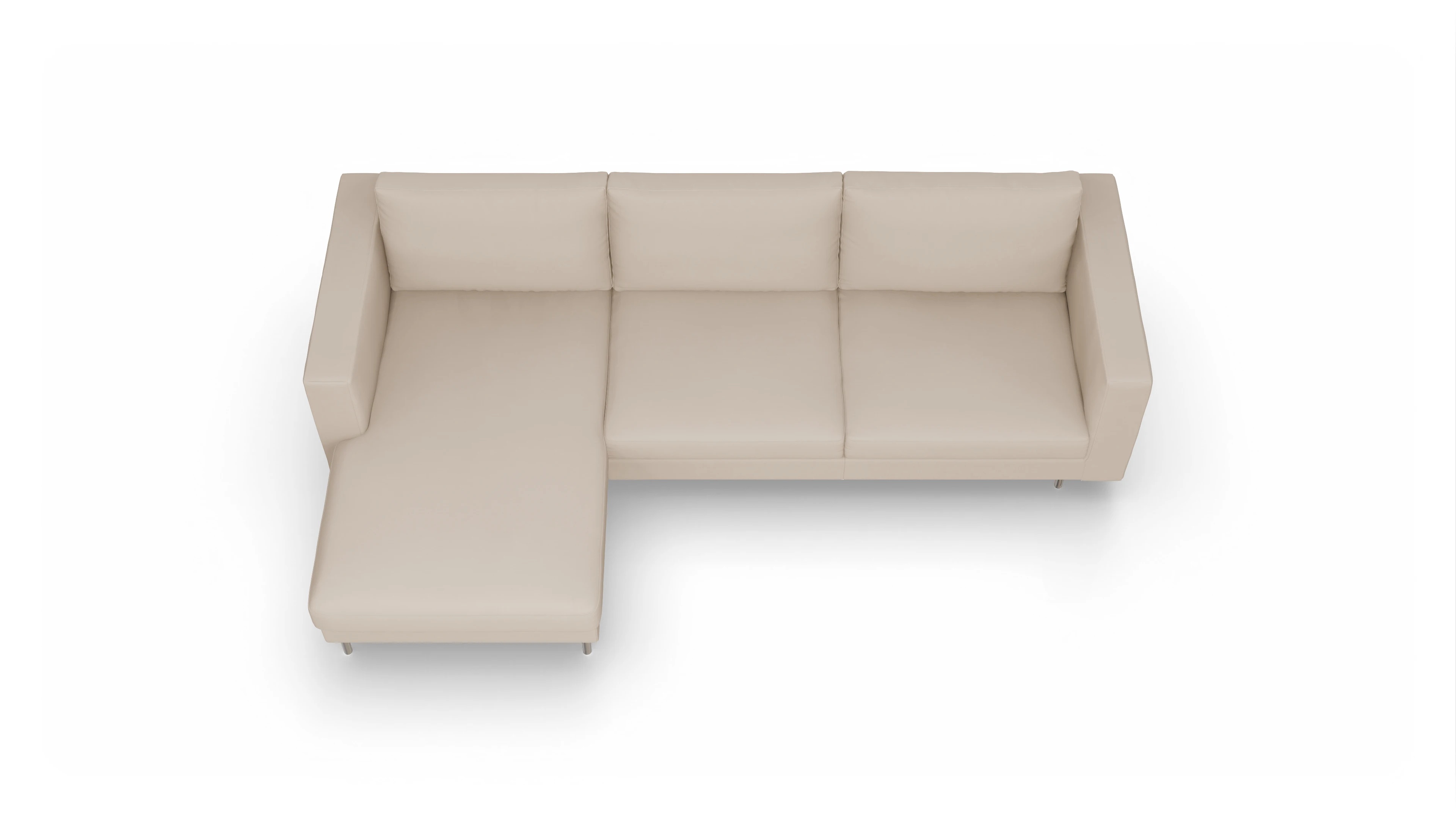 Design-Sofa Silea in Leder Ansicht des Produktes Silea Sofa mit Rec links in Leder beige