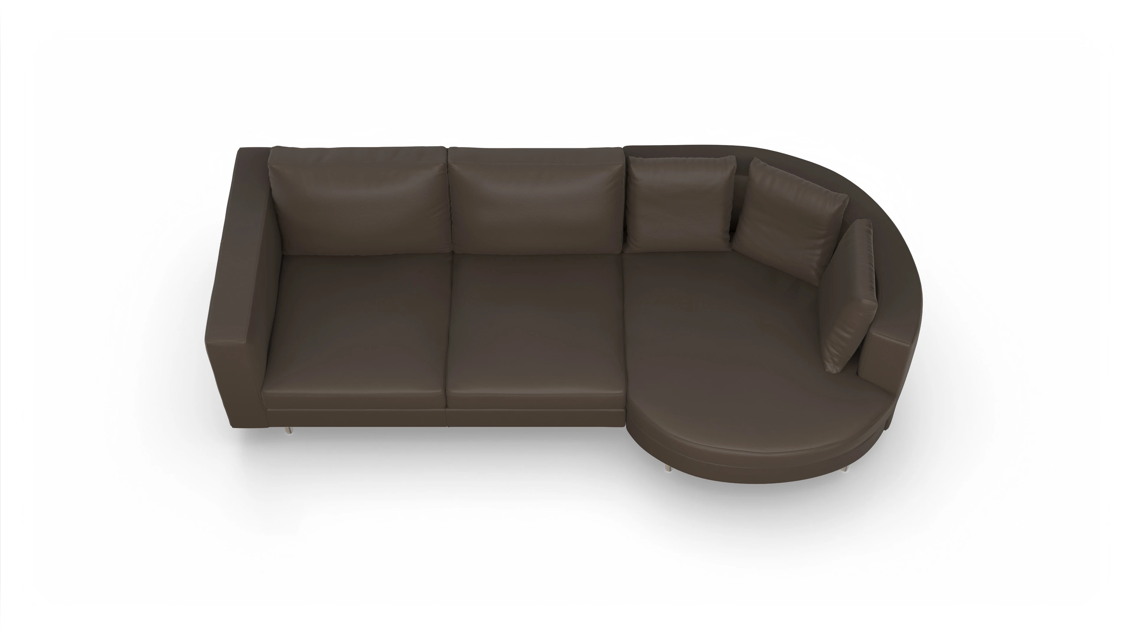 Ansicht des Produktes Silea Sofa mit Rec rechts in Leder braun
