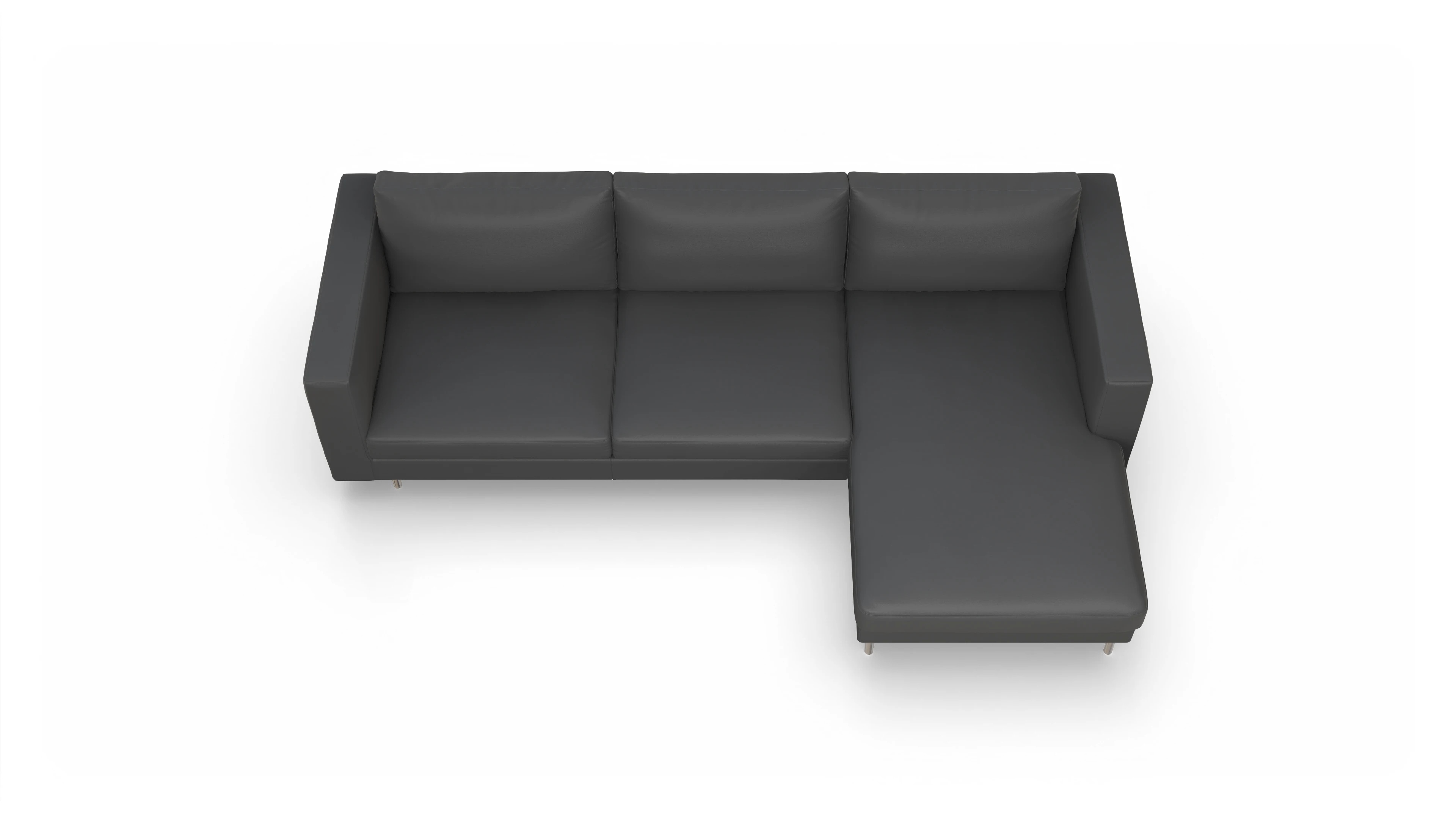 Ansicht des Produktes Silea Sofa mit Rec rechts in Leder schwarz
