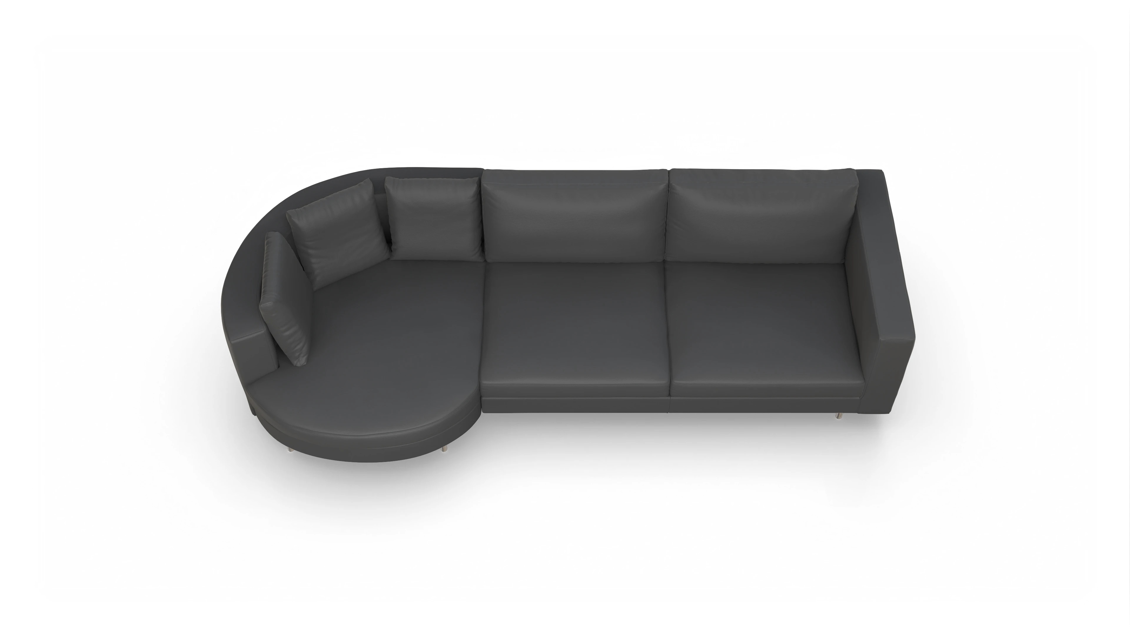 Ansicht des Produktes Silea Sofa mit Rec links in Leder schwarz