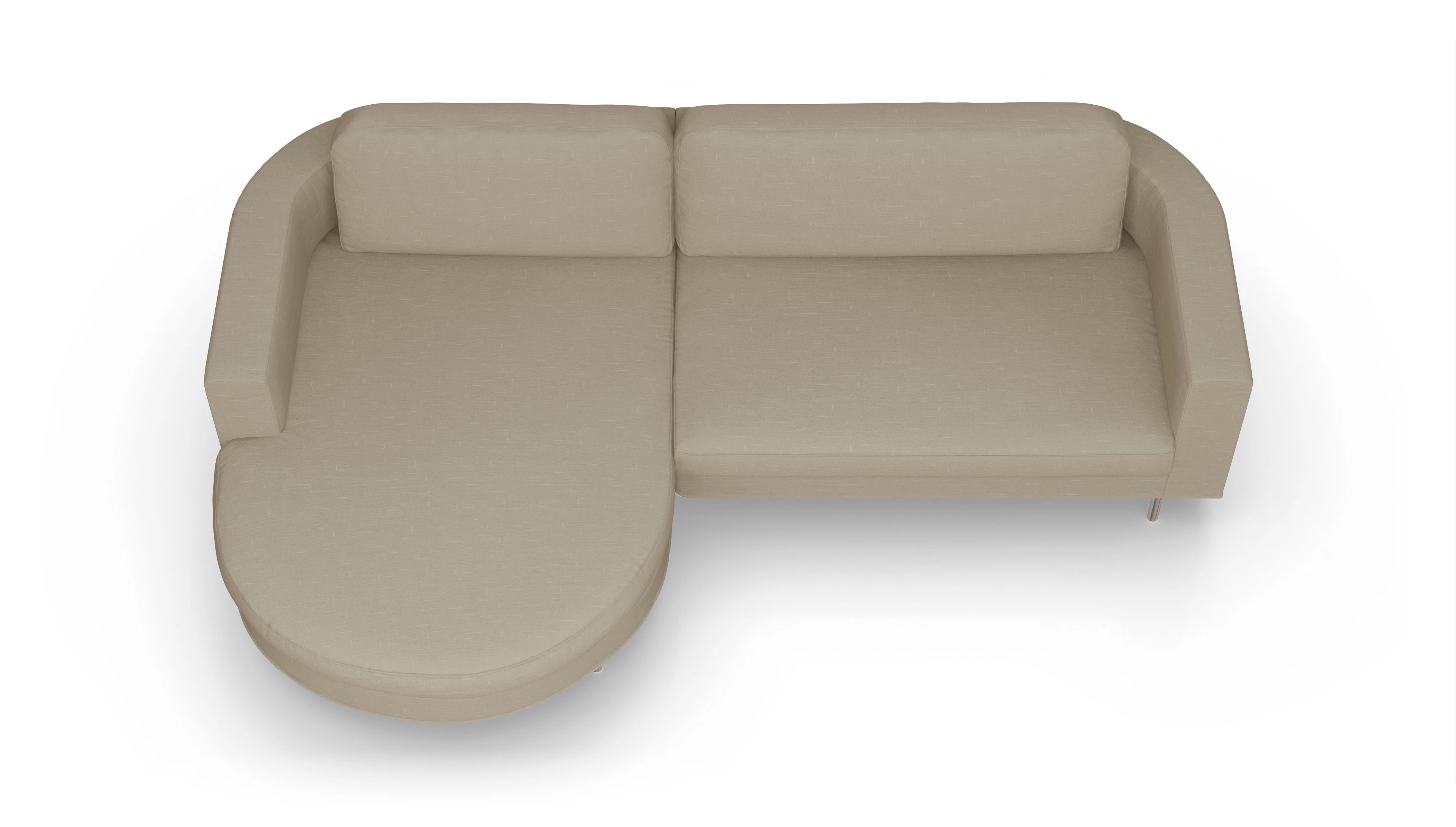 Designer-Stoffsofa Girando Ansicht des Produktes Girando Sofa mit Rec links in Stoff beige