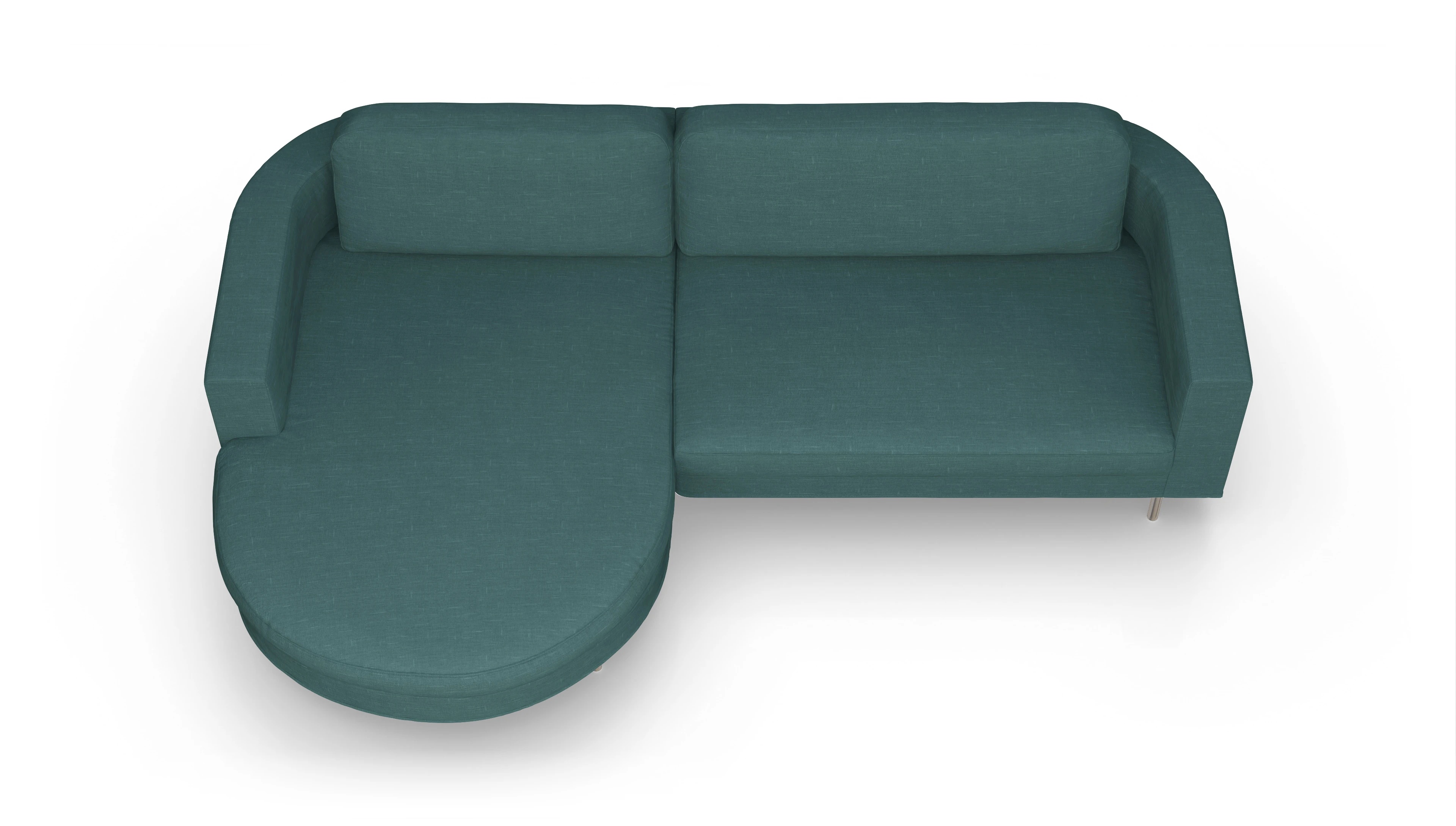 Ansicht des Produktes Girando Sofa mit Rec links in Stoff grün