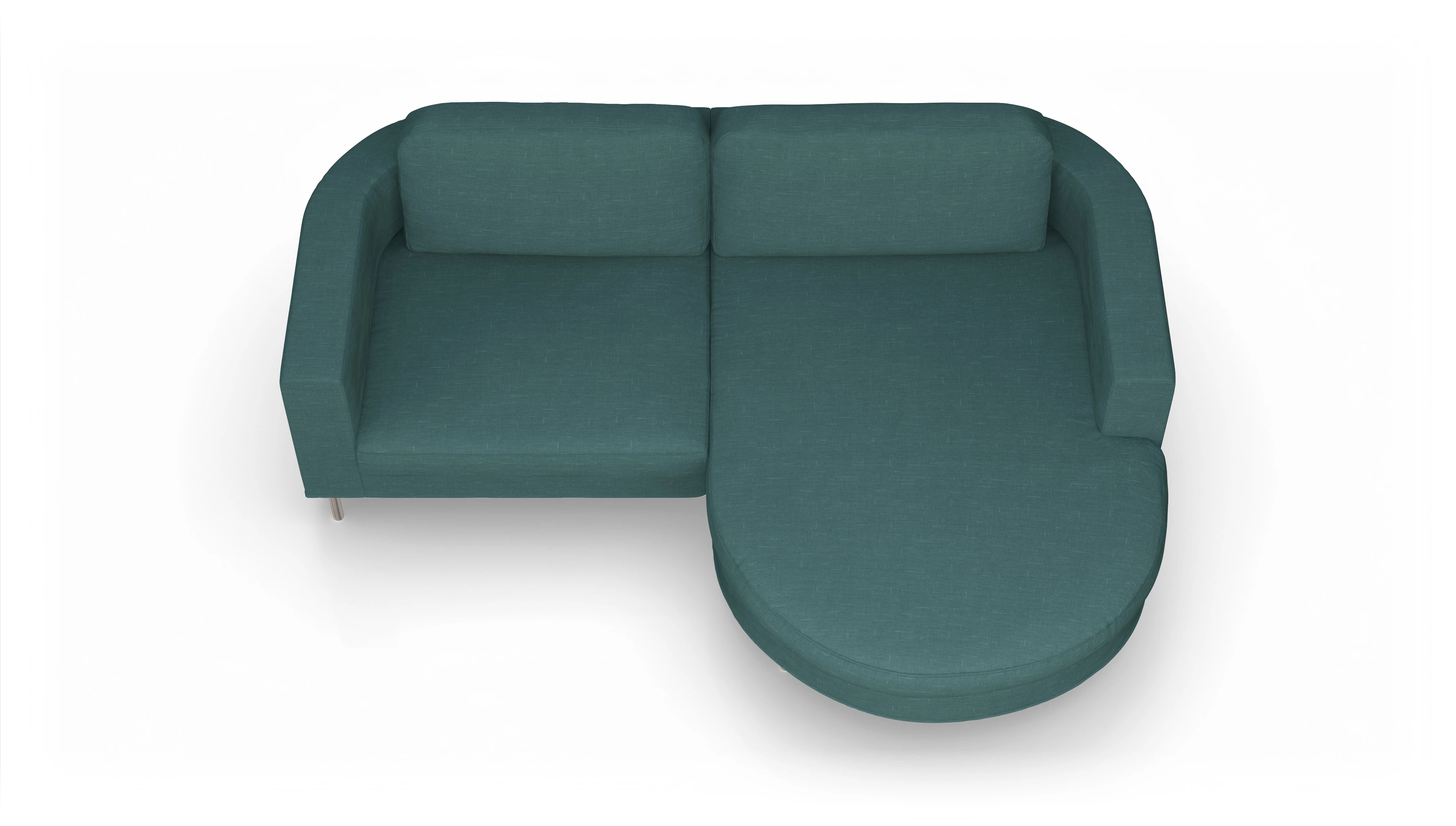 Designer-Stoffsofa Girando Ansicht des Produktes Girando Sofa mit Rec rechts in Stoff grün