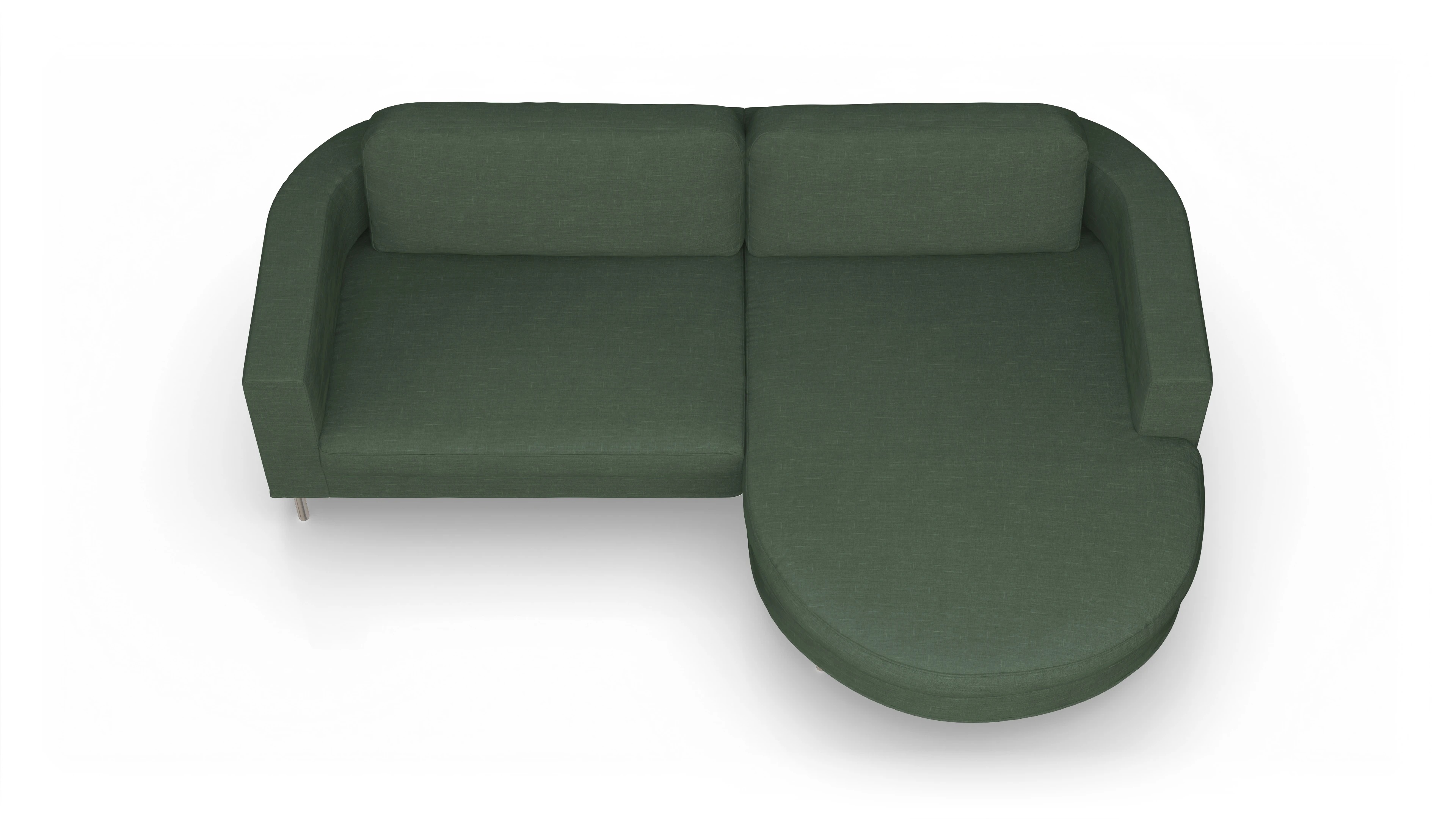 Designer-Stoffsofa Girando Ansicht des Produktes Girando Sofa mit Rec rechts in Stoff grün