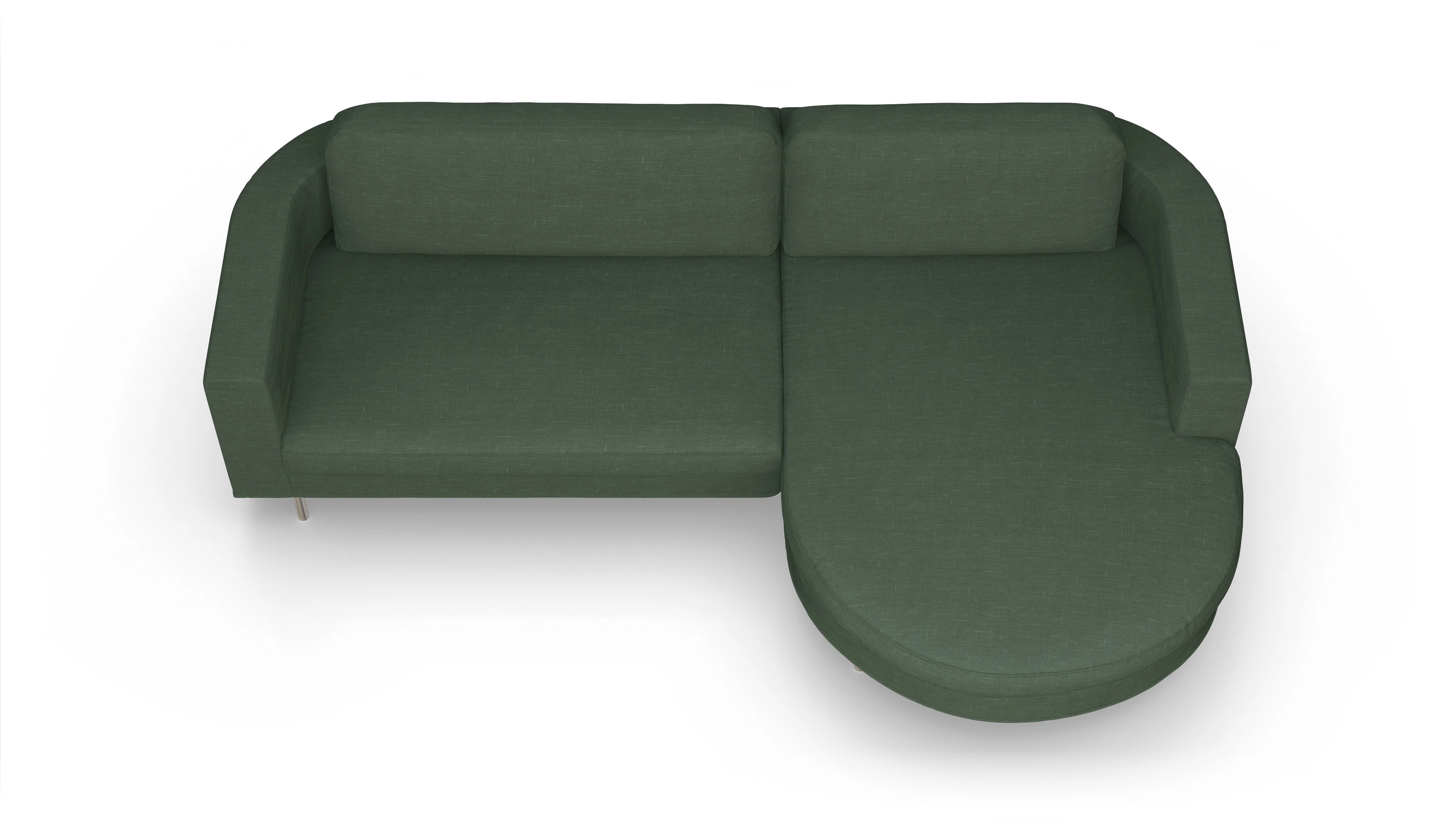 Designer-Stoffsofa Girando Ansicht des Produktes Girando Sofa mit Rec rechts in Stoff grün