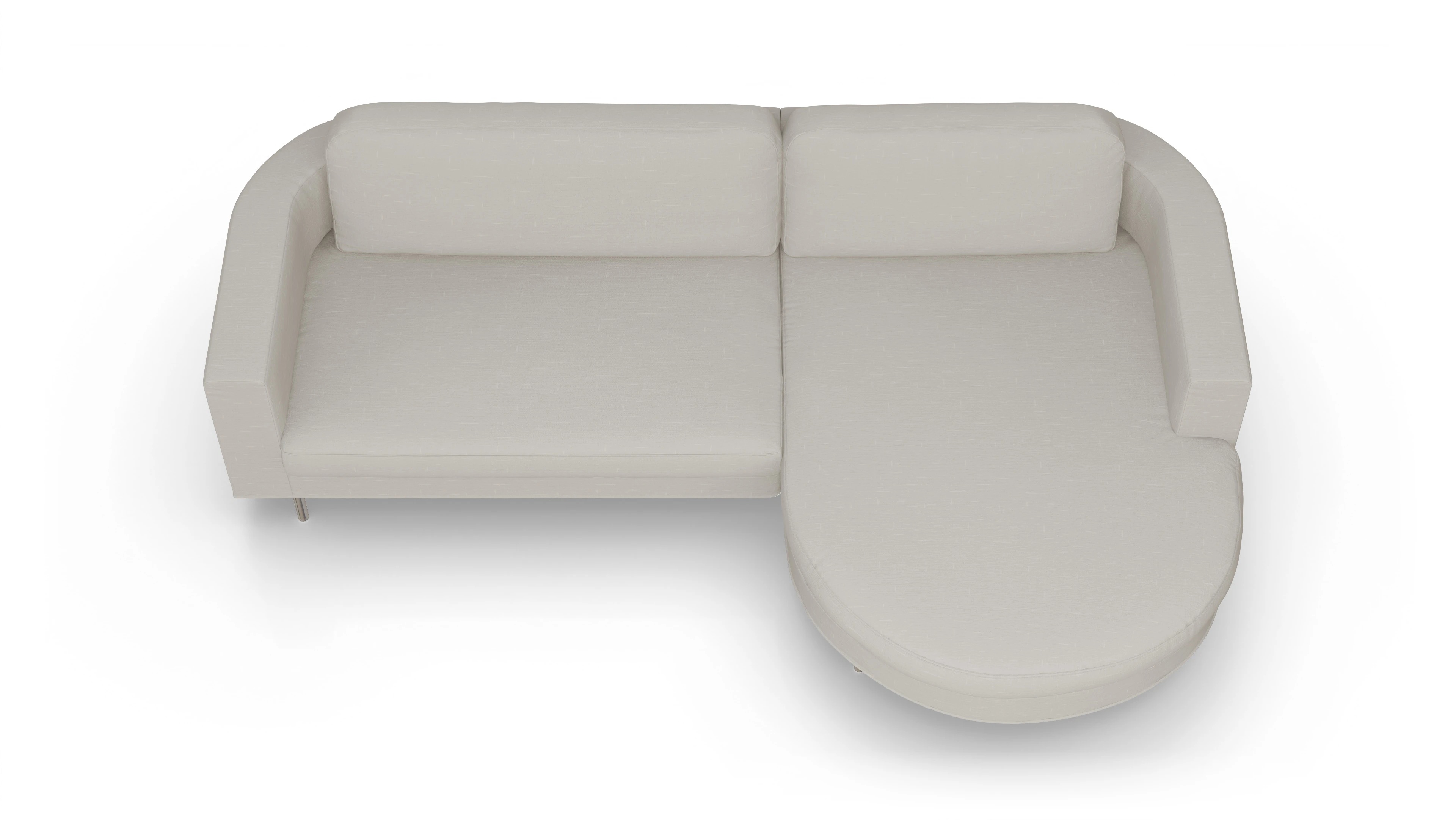 Designer-Stoffsofa Girando Ansicht des Produktes Girando Sofa mit Rec rechts in Stoff weiß