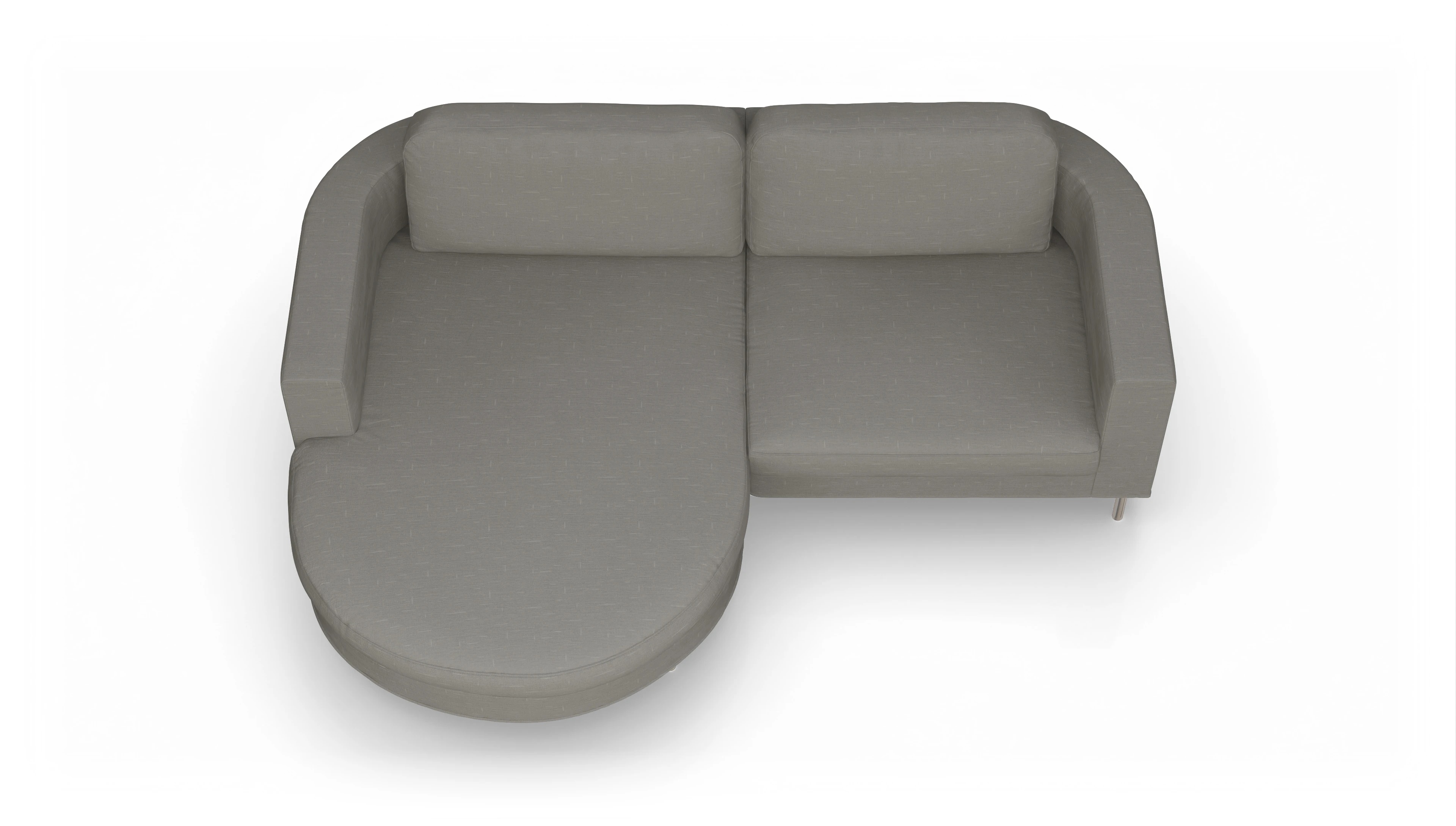 Designer-Stoffsofa Girando Ansicht des Produktes Girando Sofa mit Rec links in Stoff grau