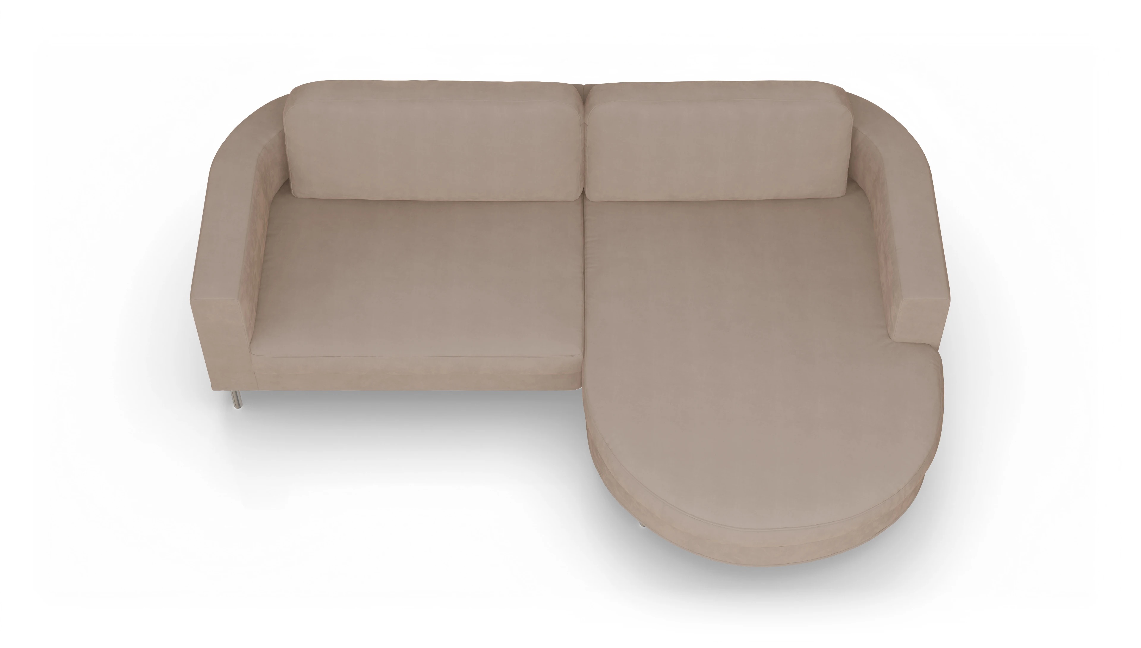 Designer-Stoffsofa Girando Ansicht des Produktes Girando Sofa mit Rec rechts in Samt beige
