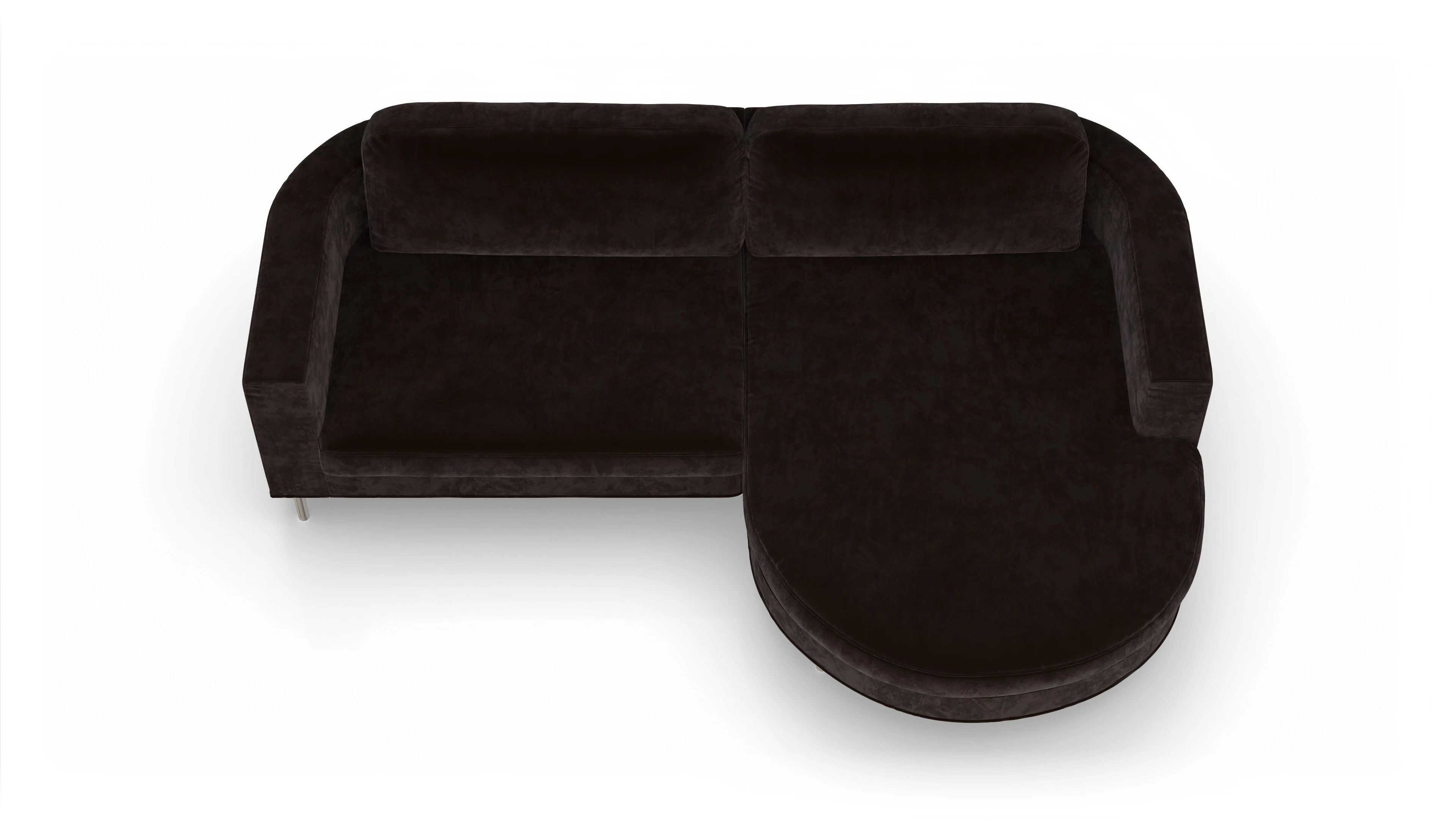 Ansicht des Produktes Girando Sofa mit Rec rechts in Samt braun
